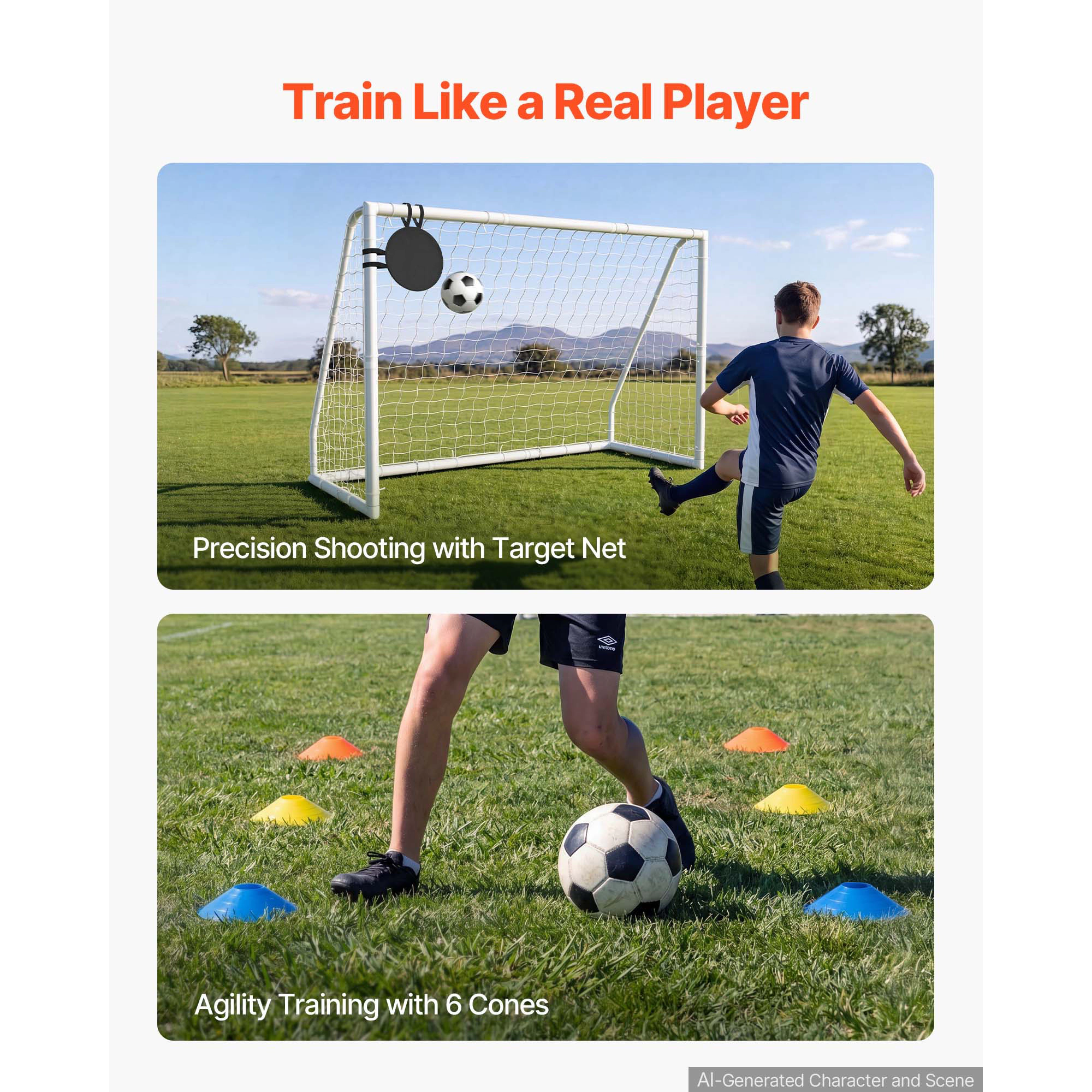 HONGGE Soccer Goal PVC Soccer Goal for Backyard with PE Net, Portable Weatherproof Set, with High-Strength PE Net