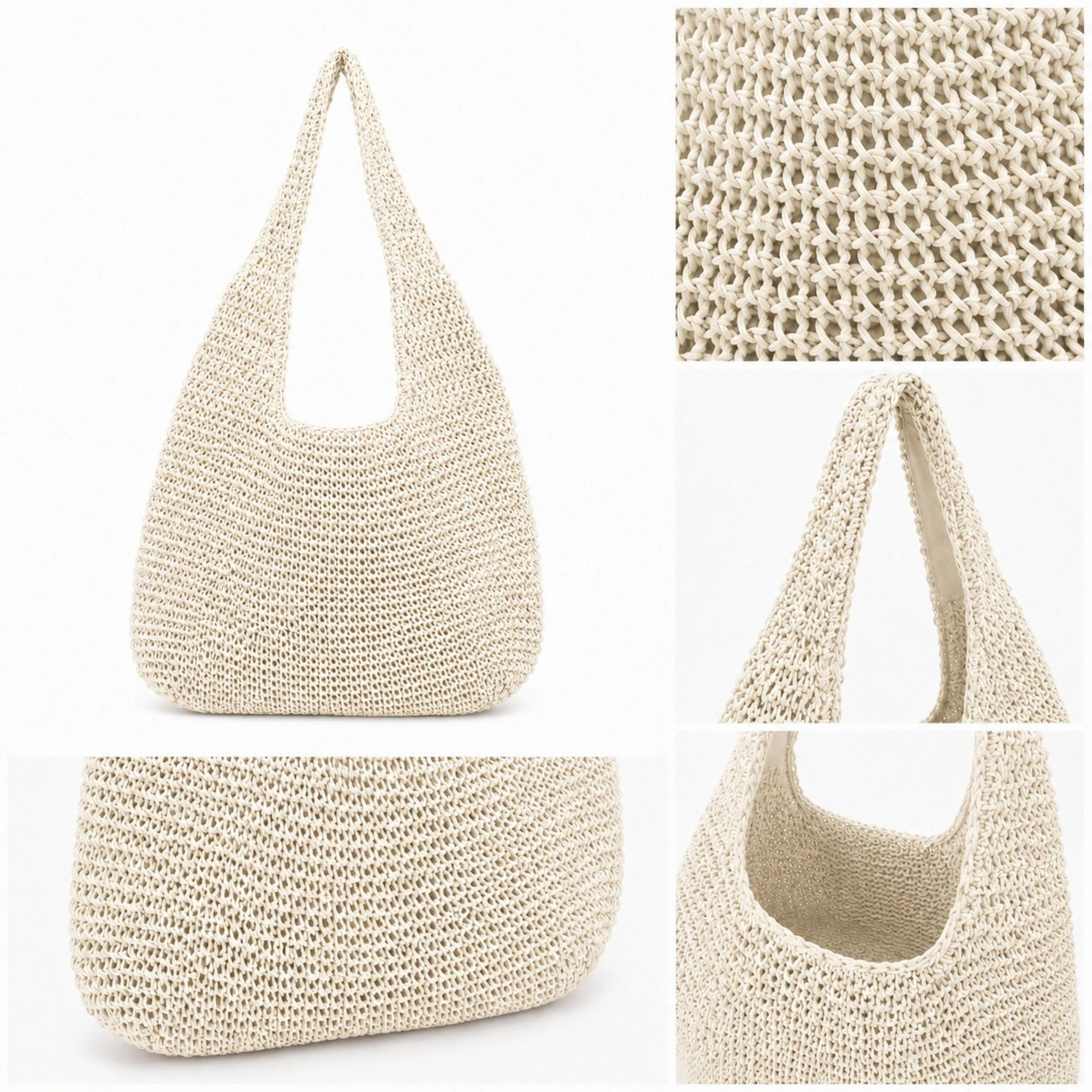 Alilang Women's Woven Straw Shoulder Bag - Lightweight Hand-Knit Summer Tote for Beach and Vacation