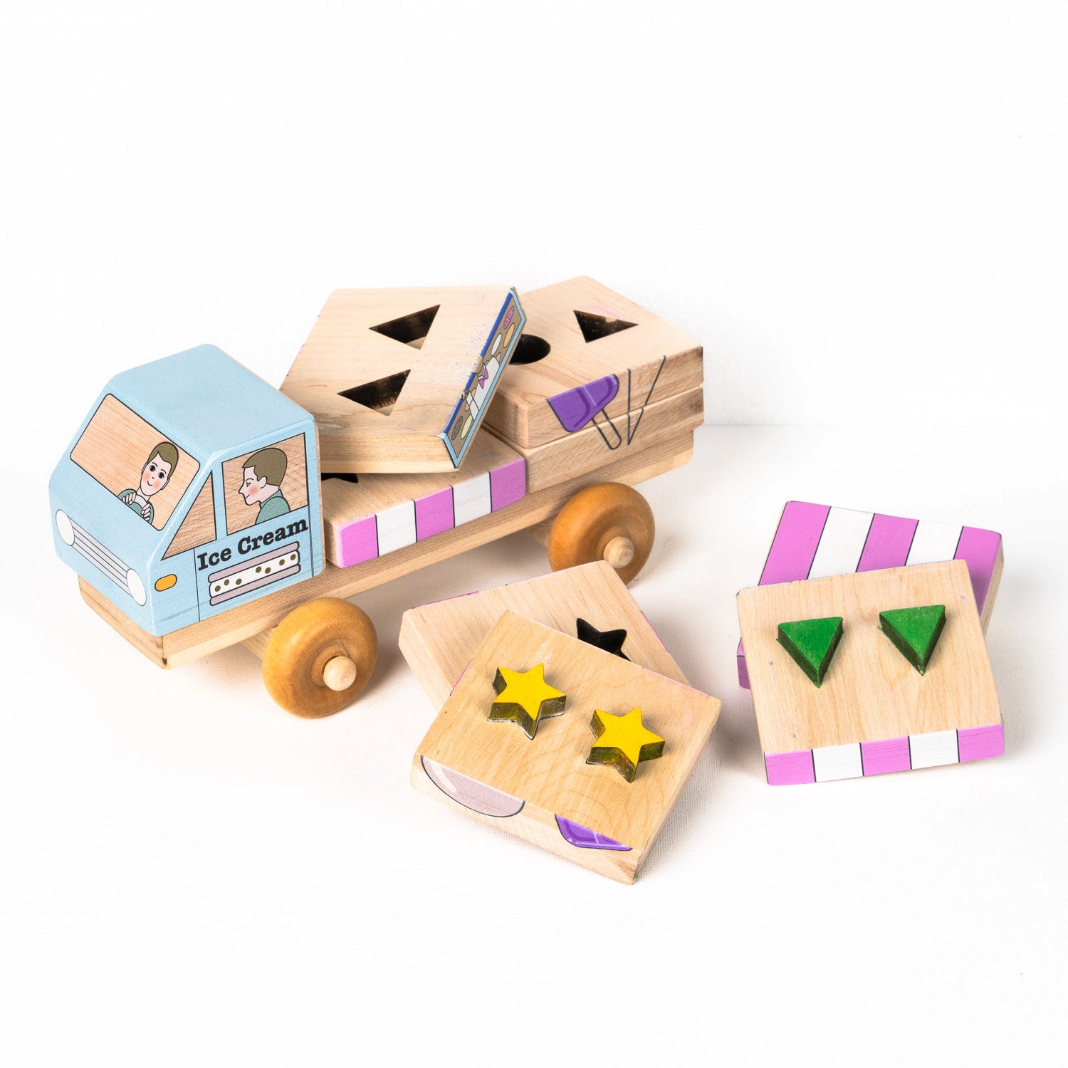 Stackable Ice Cream Truck Puzzle - Wooden Montessori Toy - Made in Canada