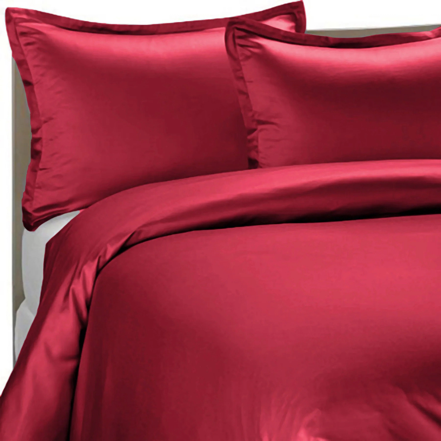 Brielle Home 100% Premium 300 TC Modal Bedding Collection Sateen Duvet Cover 68" x 86" and One 20" x 26" Sham Twin Red