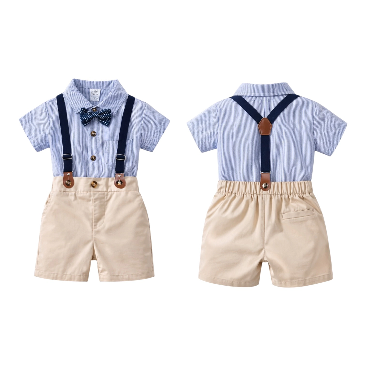 Laurenza's Baby Boys Blue Striped Suspenders Set