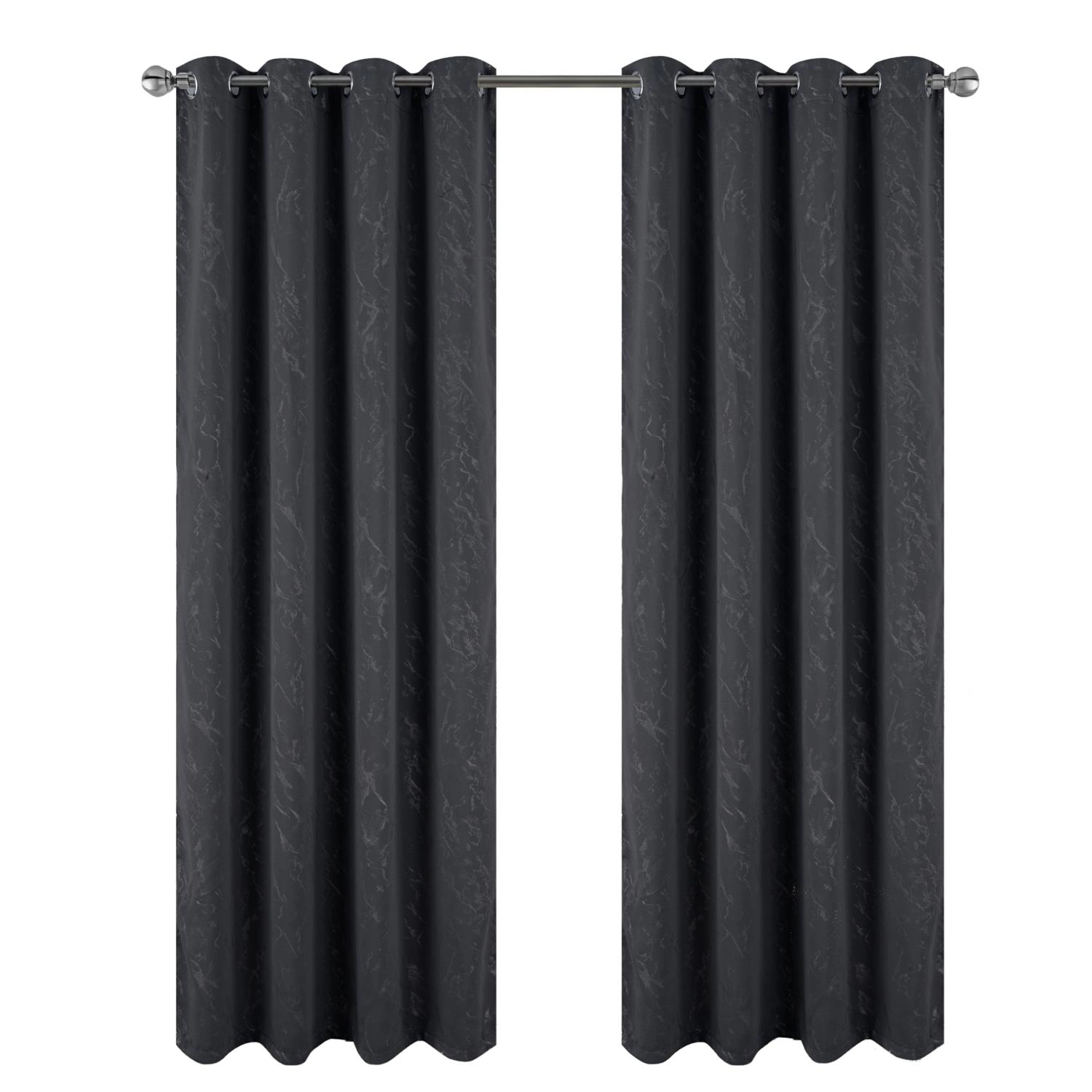 RT Designer Collection Heidi Halo Foil Blackout Luxurious Decorative Grommet Curtain Panel 54" x 90" Black