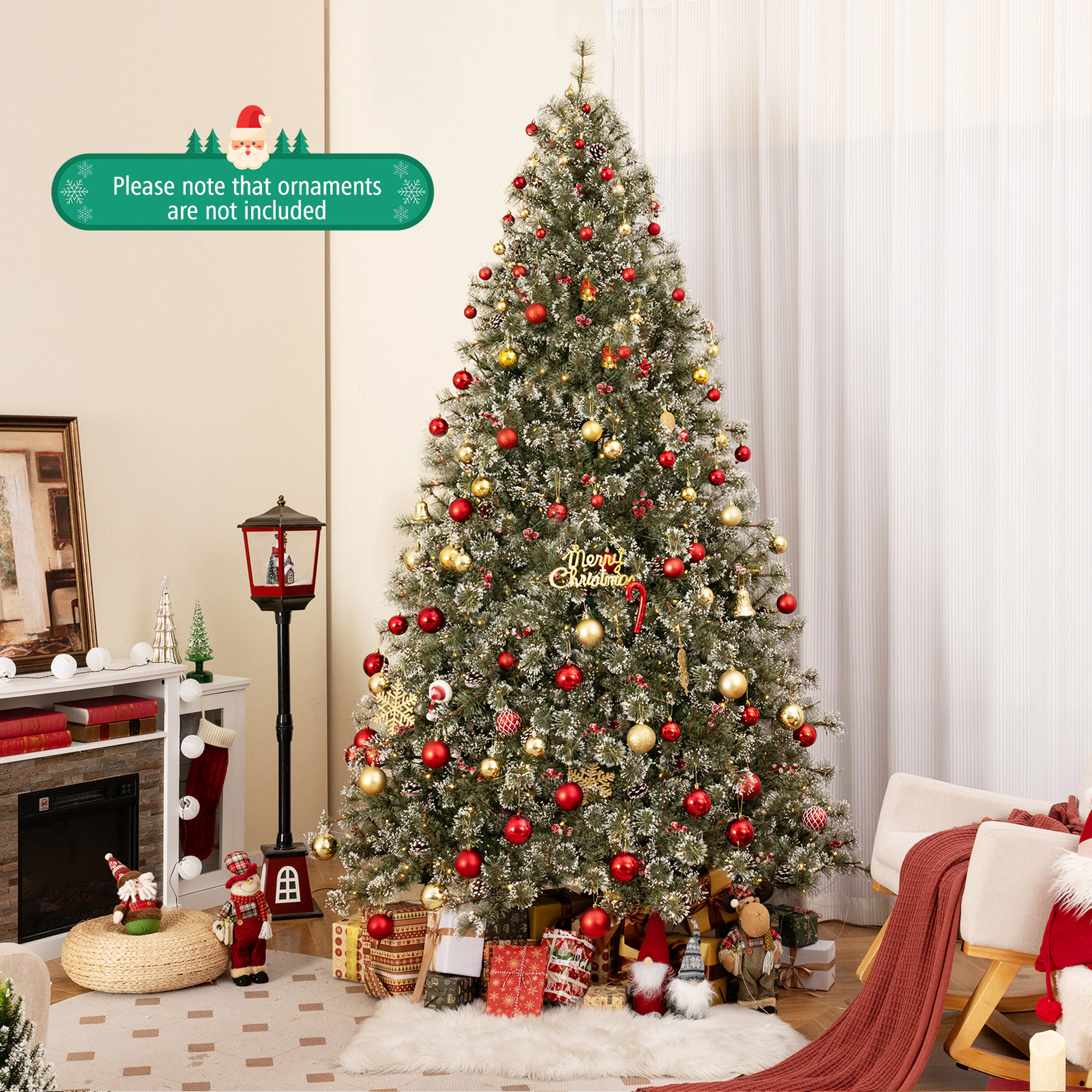 Costway 6/7.5/9 FT Artificial Christmas Tree with 360° Quick Power Connector 1086 Pine Needles