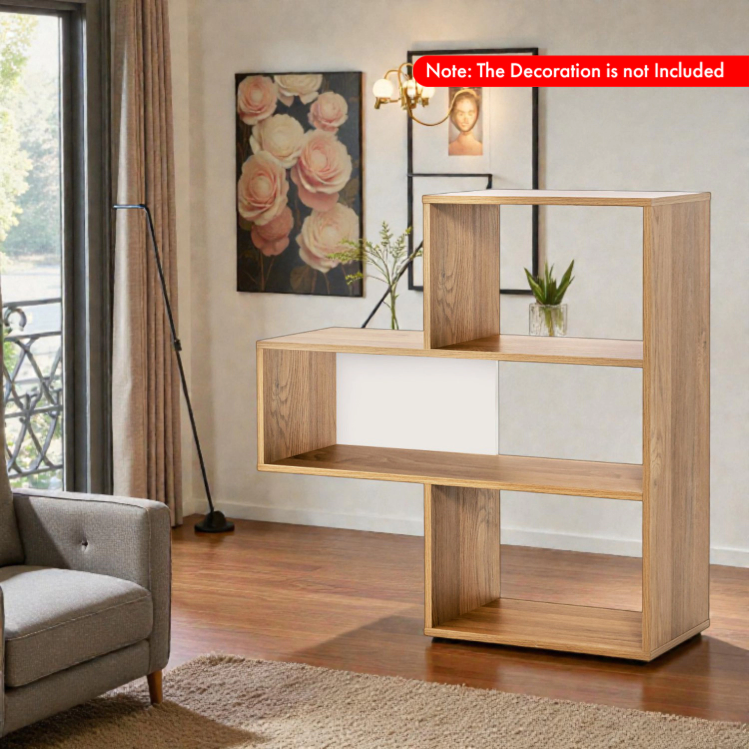 Hivvago Modern 3-Tier Open Bookcase with Curved Frame and Safety Anchor