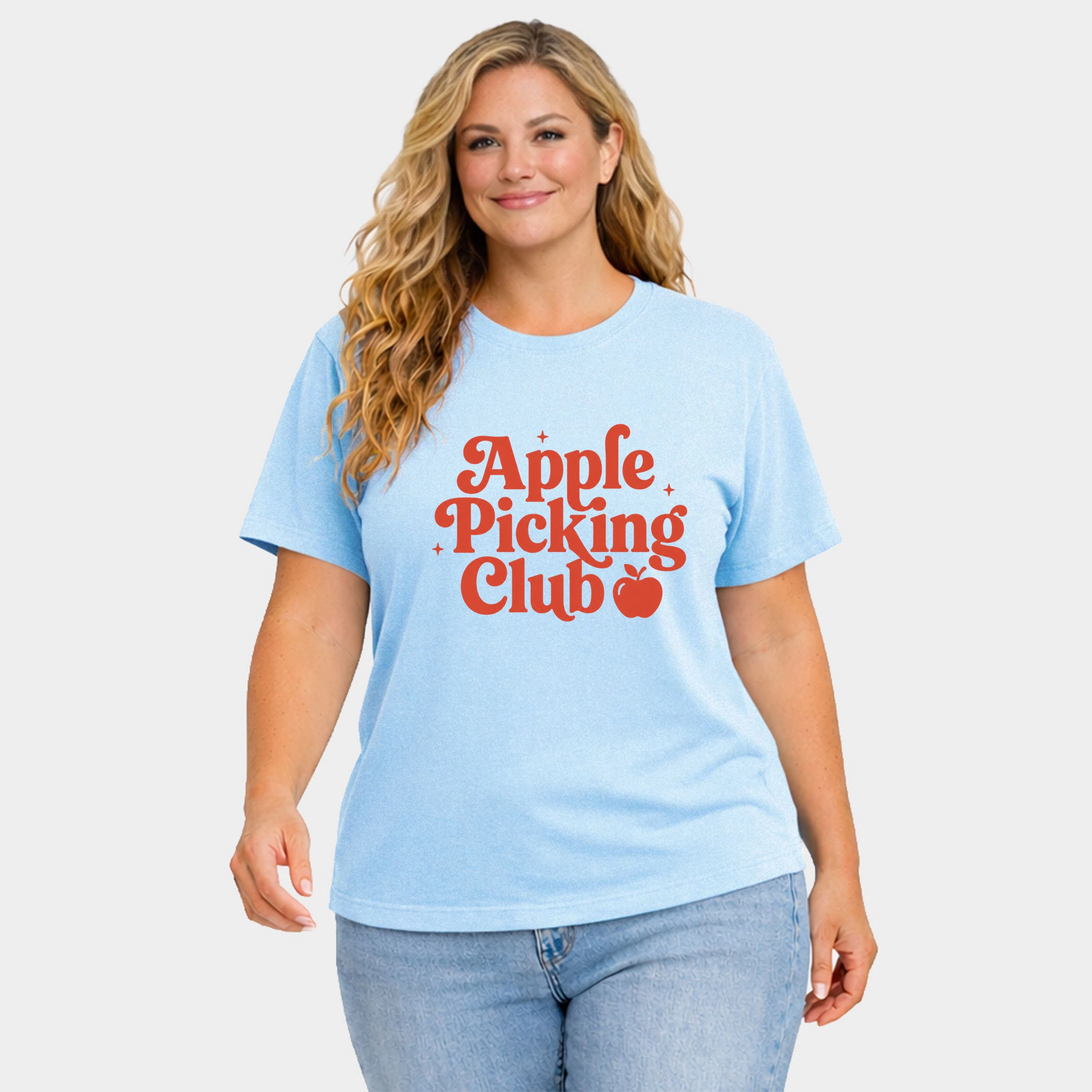 Simply Sage Market - Women's Plus Sized Garment Dyed Graphic T-Shirt Apple Picking Club Stars