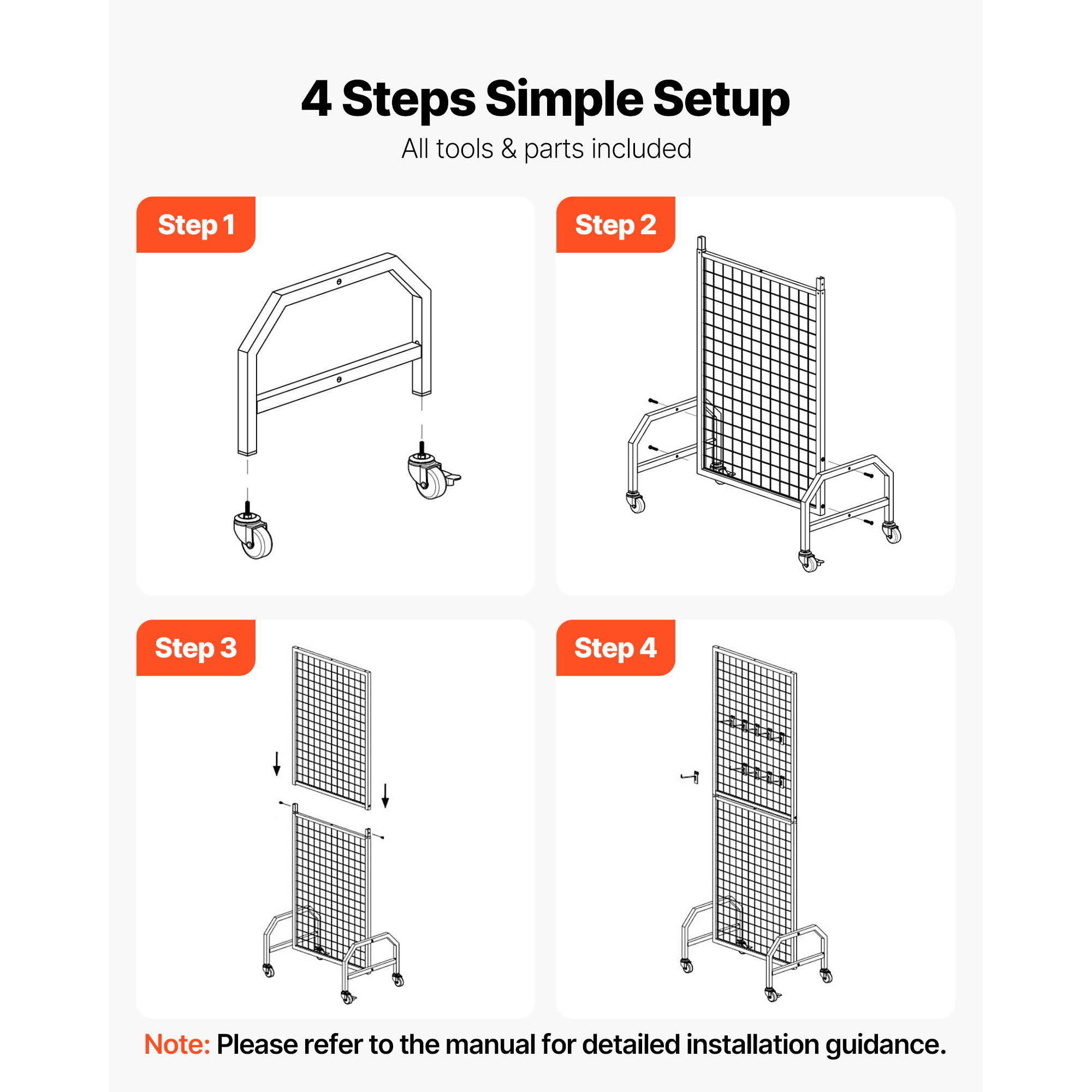HONGGE Grid Wall Wire Grid Panels Display Art Display with and Hooks Gridwall for Craft