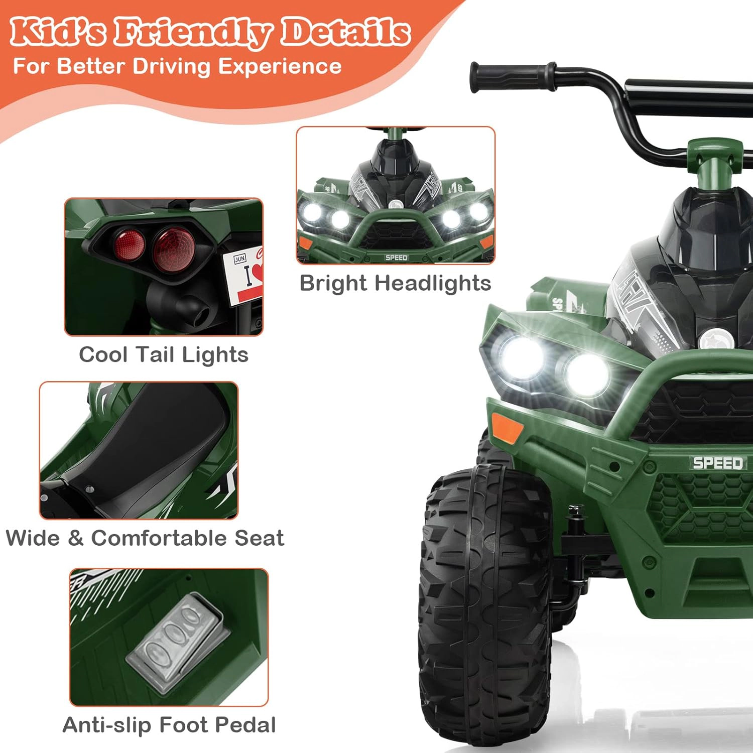 Costway 12V Ride On ATV Battery Powered Electric Vehicle for Kids