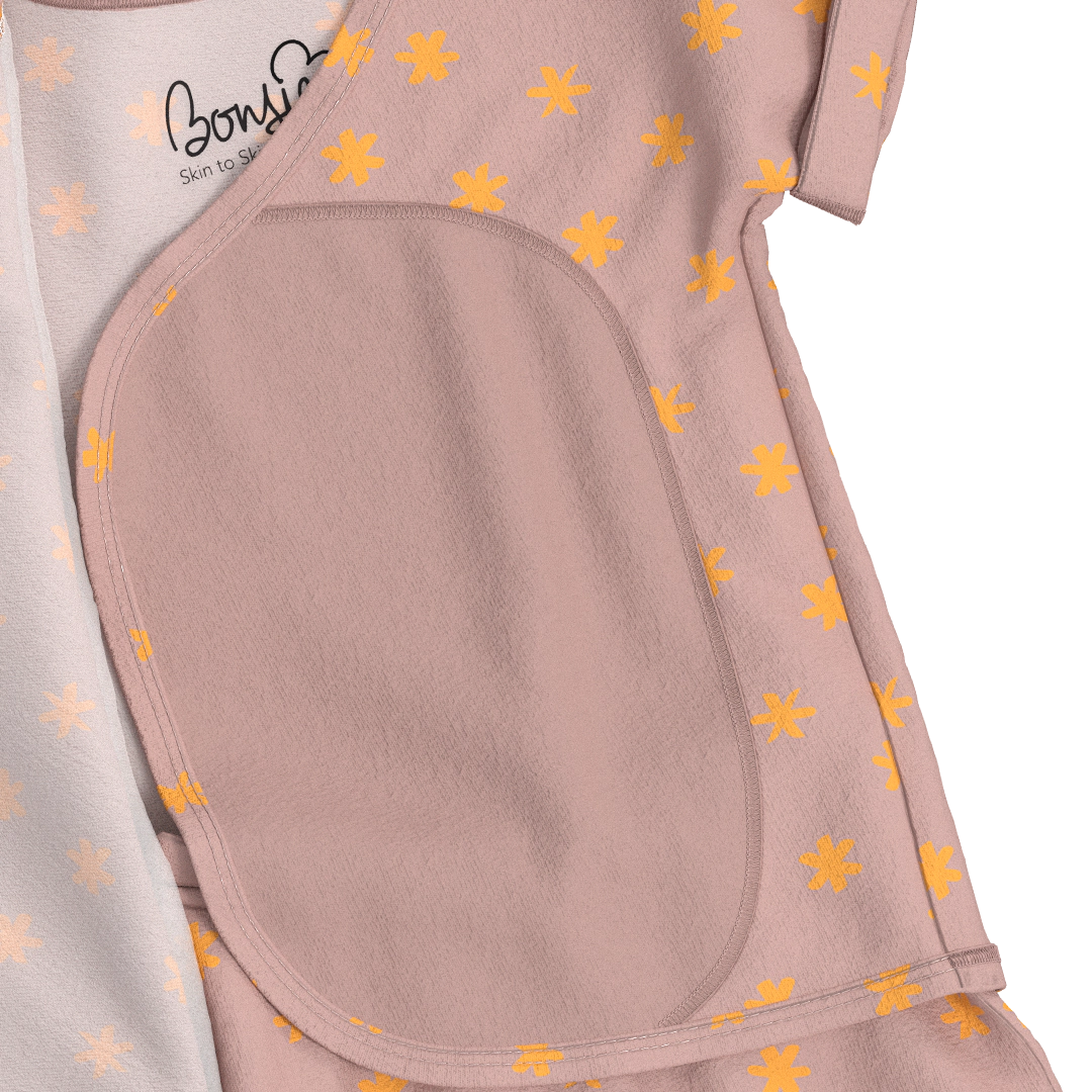 Bonsie Skin to Babywear Romper - Galaxy Gleam, Pink Wrap-Style Newborn One-Piece