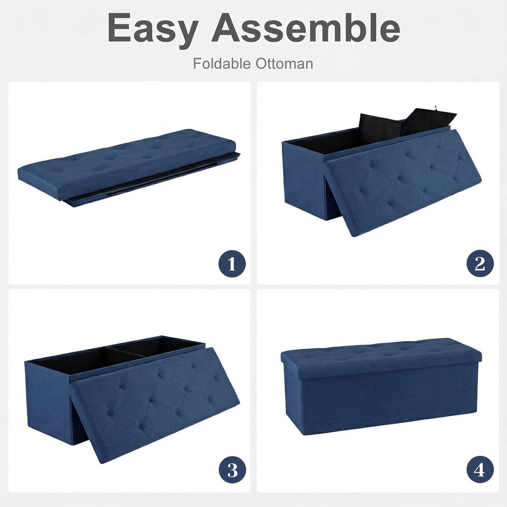 Rocky Peak Living Unisex Folding Storage Ottoman Bench 43-Inch
