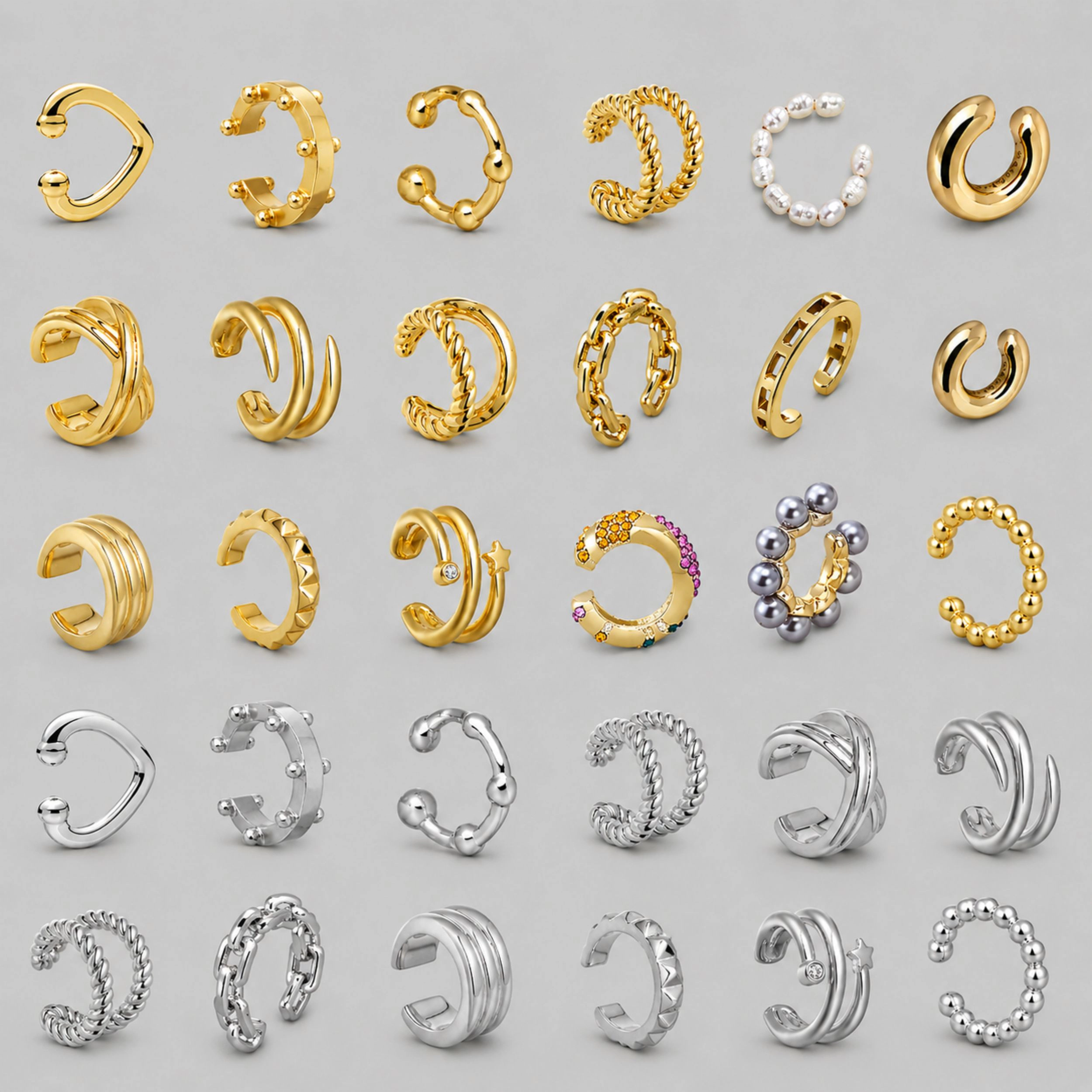 Home Collection Pack of 10 Non-Piercing Ear Cuff Earrings Set