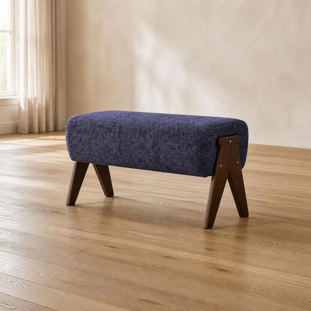 GOODSILO Rectangular Upholstered Chenille Foot Ottoman Extra Seating Bench