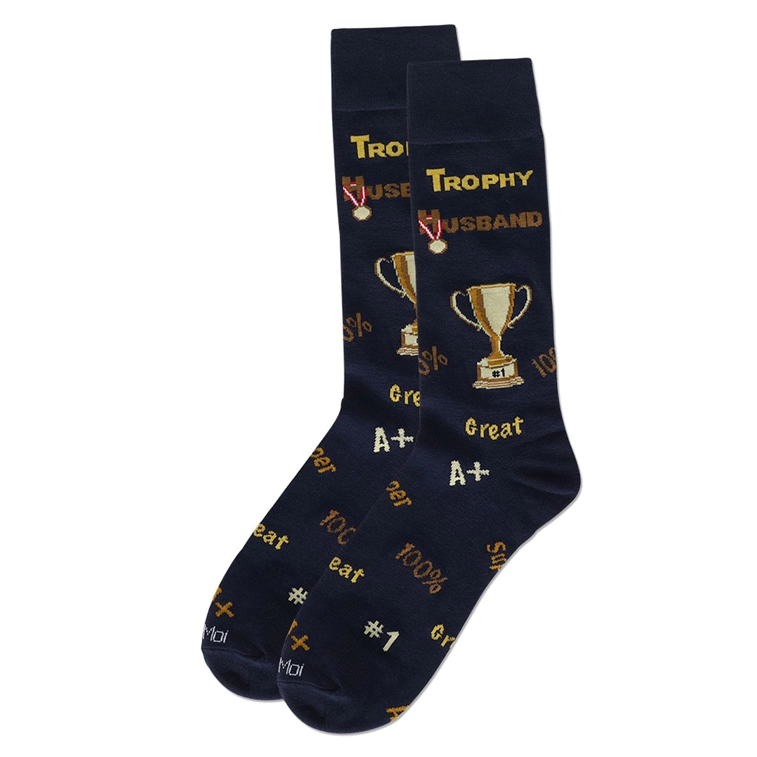 Memoi Men's Trophy Husband Bamboo Crew Socks