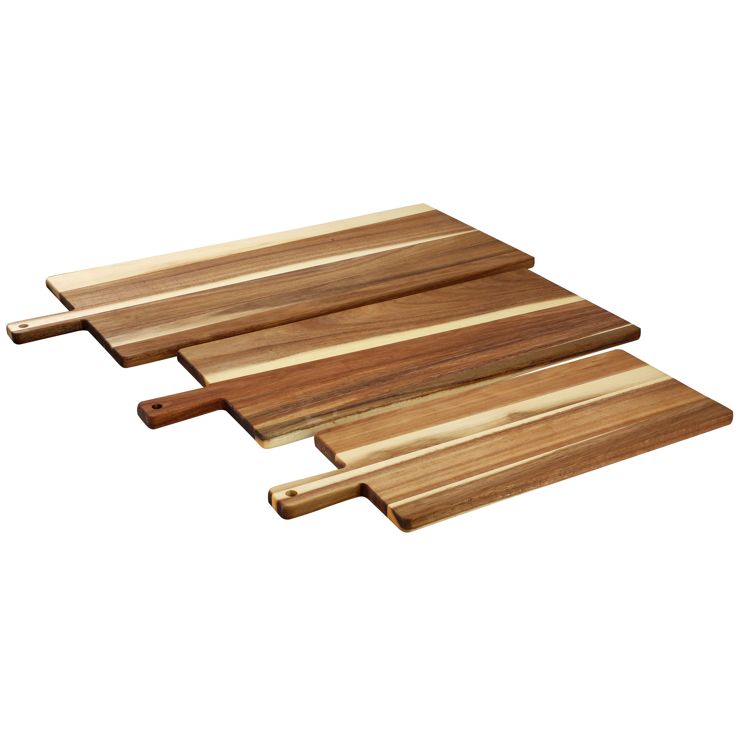MegaChef 3 Piece Acacia Wood Charcuterie Cheese Board Set with Handles