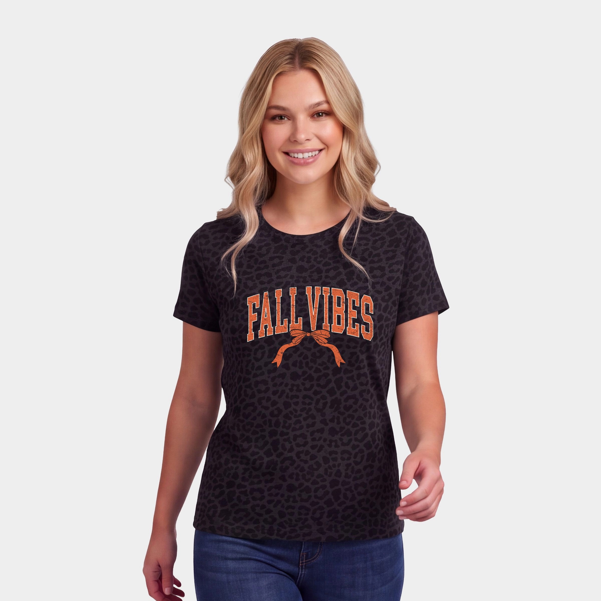 Simply Sage Market - Women's Leopard Print Tee Varsity Fall Vibes Coquette