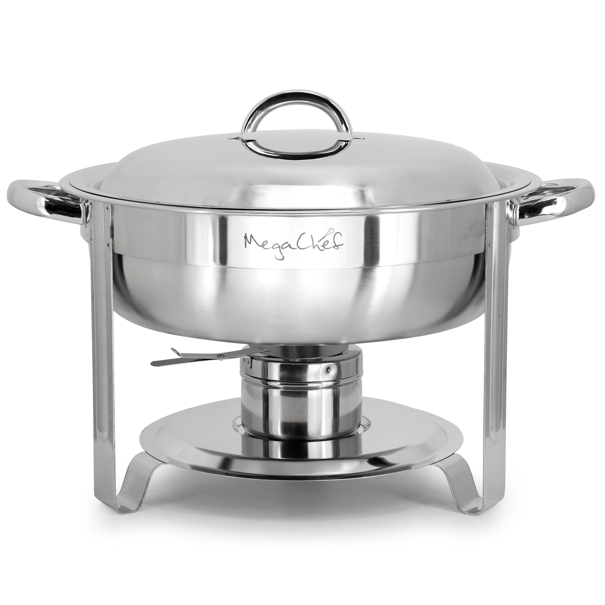 MegaChef 3.7 Quart Round Stainless Steel Professional Chafing Dish/Food Warmer/Buffet Server Serving Trays