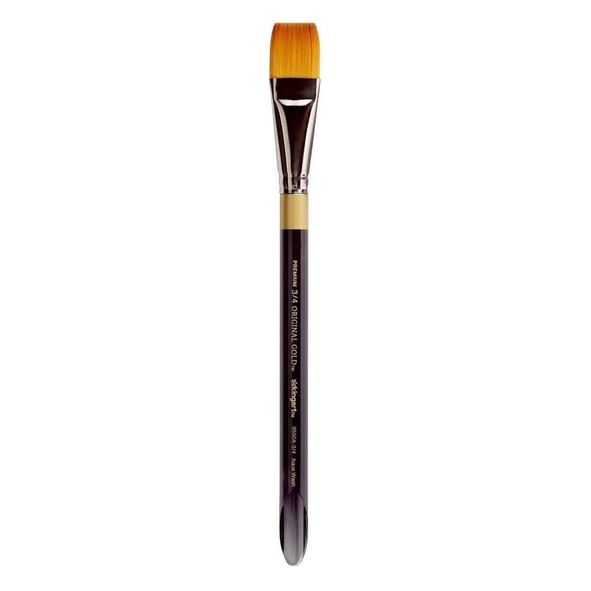 KINGART Original Gold 9550A Square Wash Brush - Acrylic Handle Golden Taklon