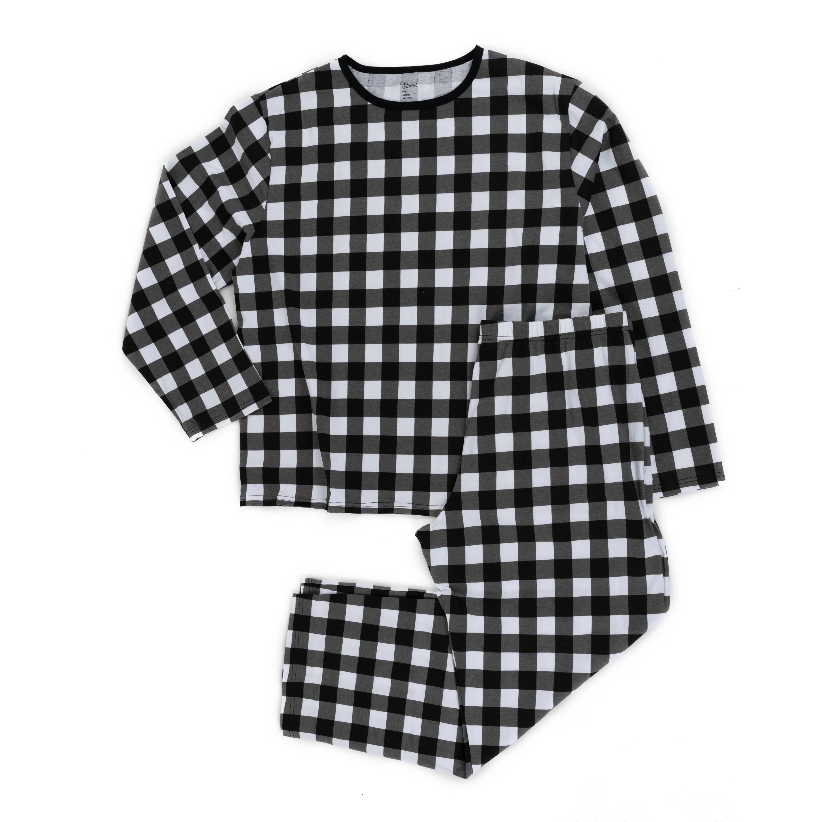 Leveret Mens 2-Piece Plaid Cotton Snug Fit Pajama Set