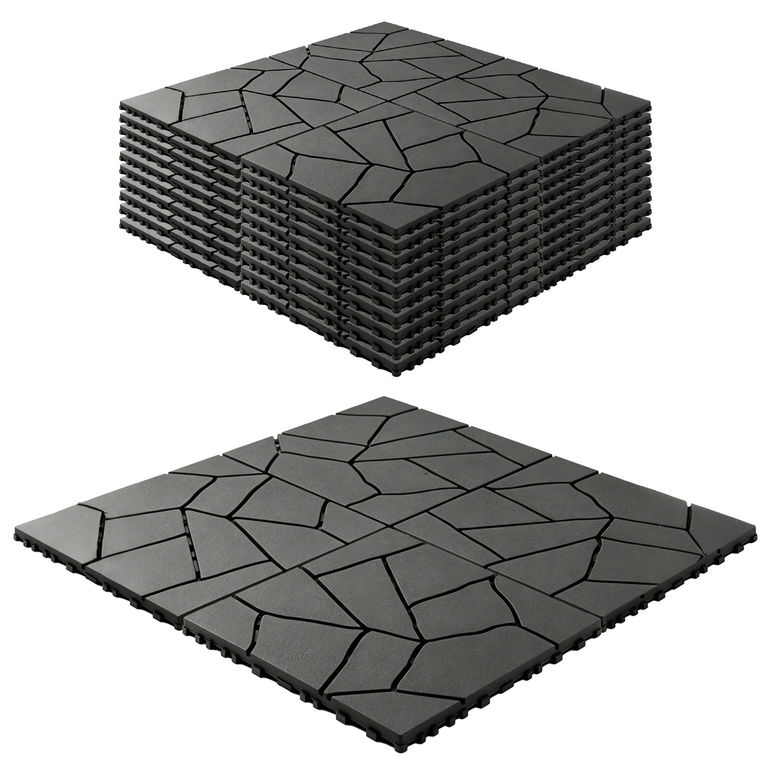 GBruno Stone Pattern Interlocking Patio Deck Tiles