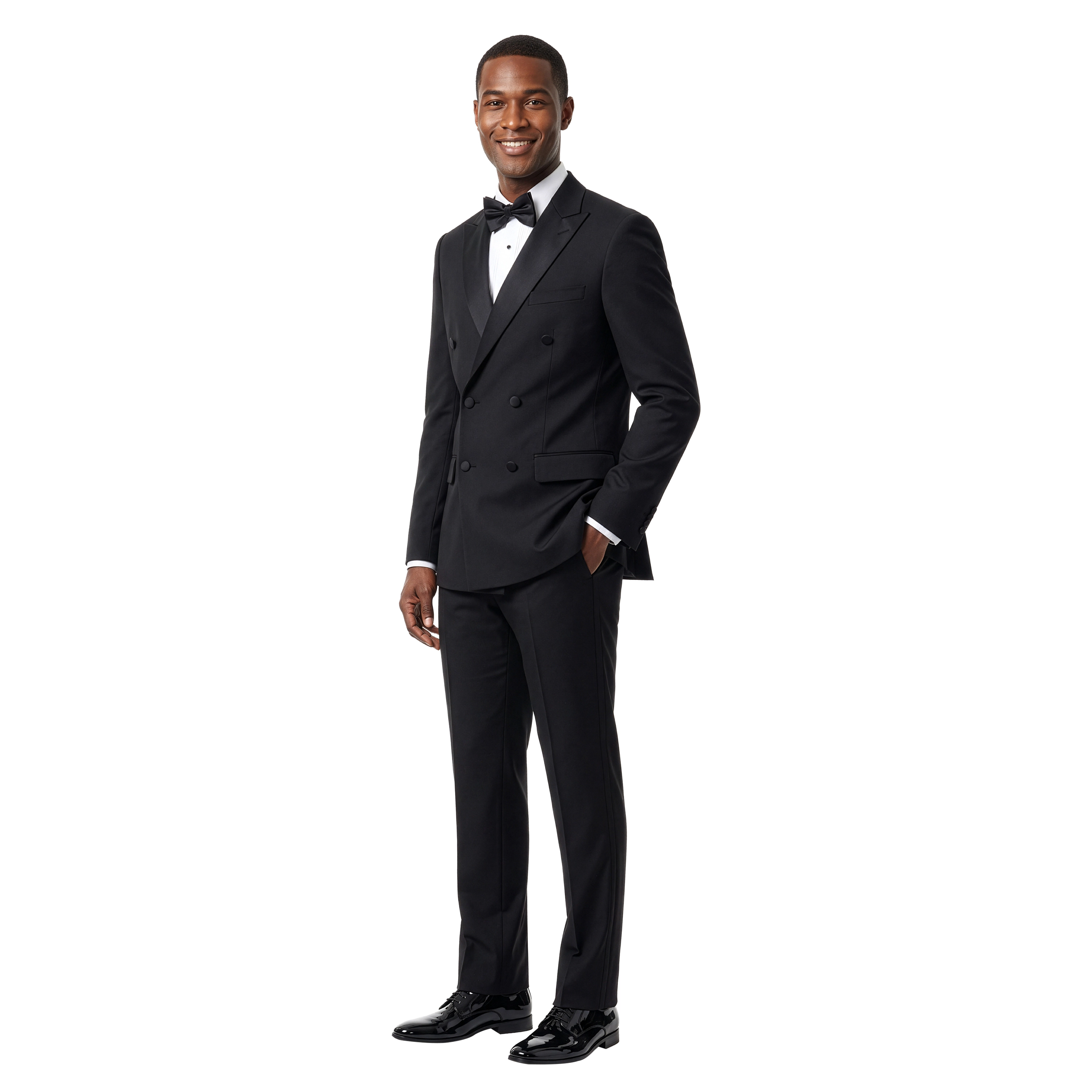 Bryan Michaels Mens Double Breasted Satin Peak Lapel 2 Piece Tuxedo Set