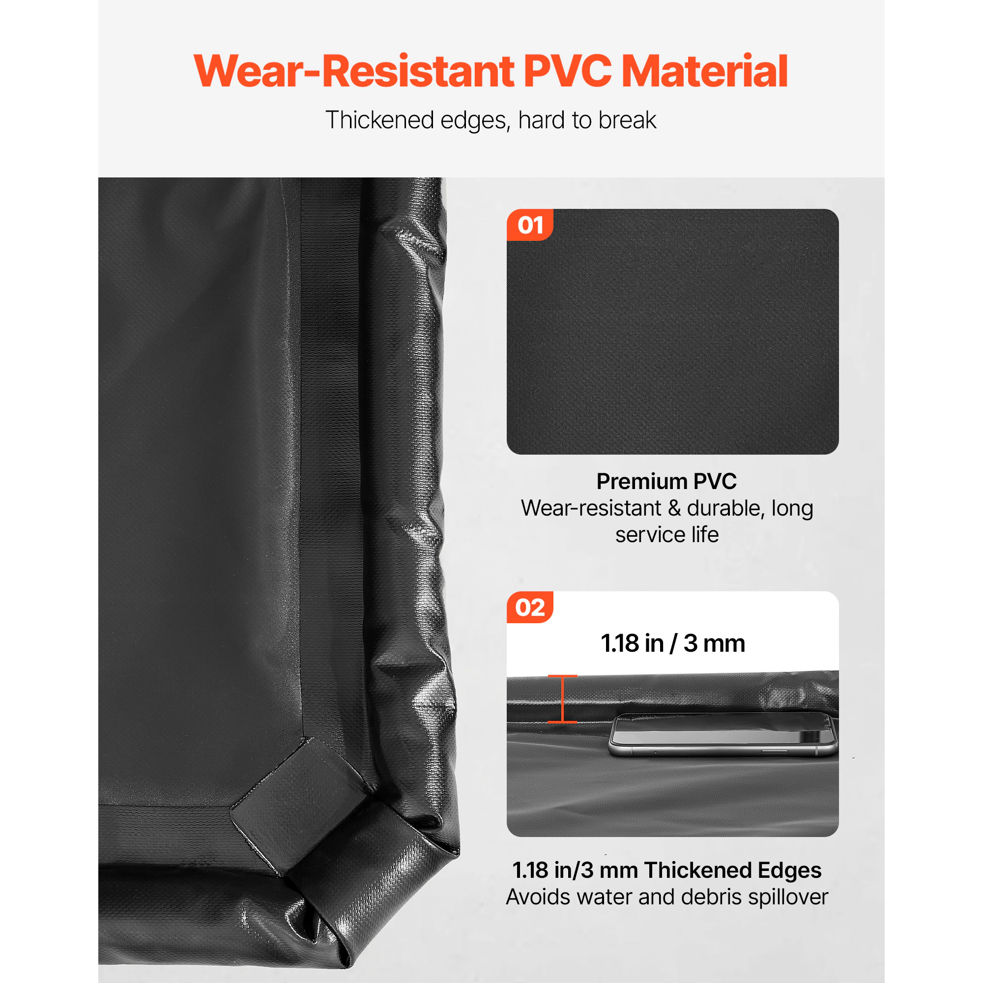 HONGGE Containment Mat 7 ft 9 in Non-Slip PVC Garage Floor Mat with a Cleaning Squeegee Heavy Duty Durable Waterproof
