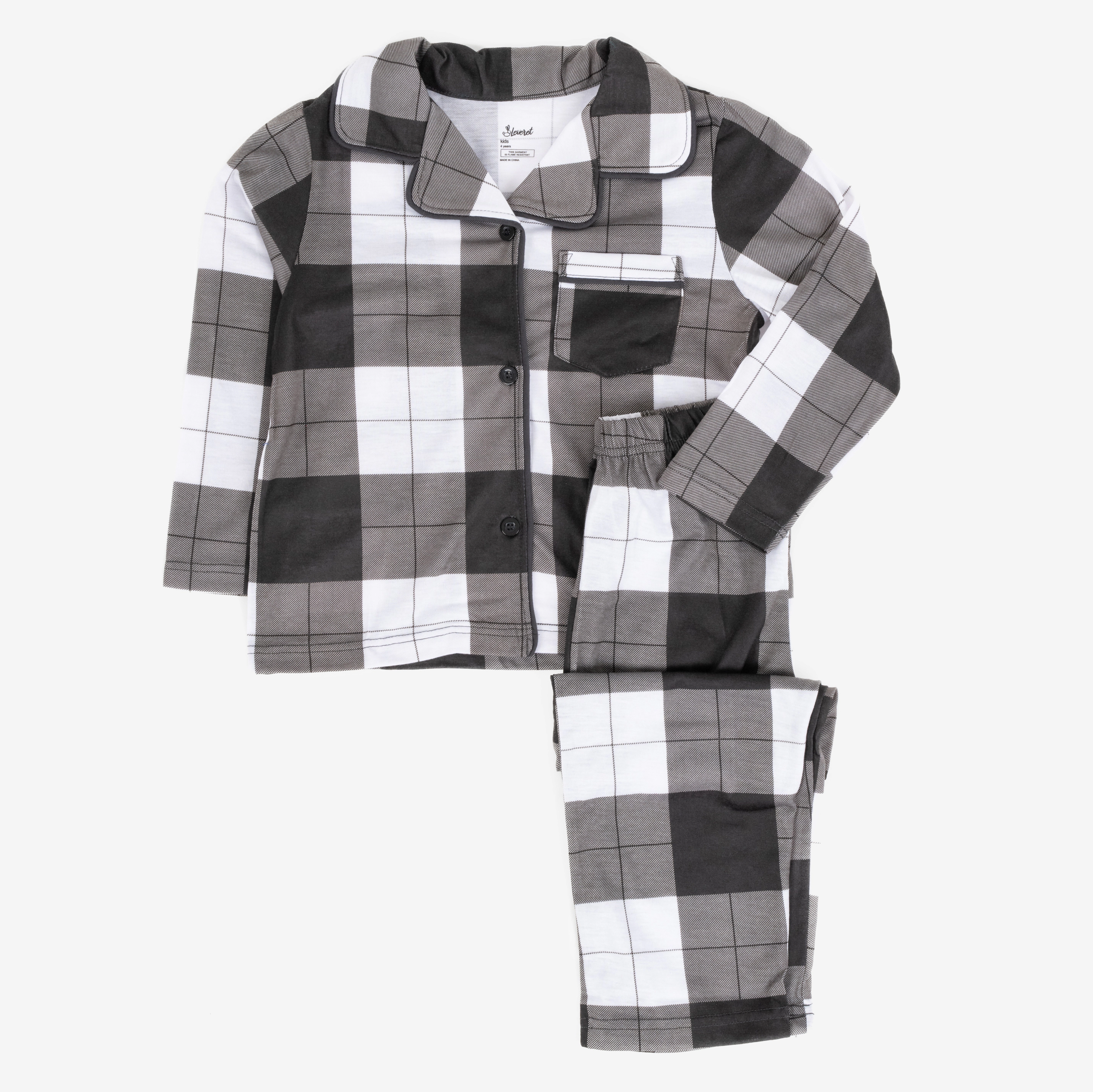 Leveret Kids 2-pc. Button Down Plaid Pajamas