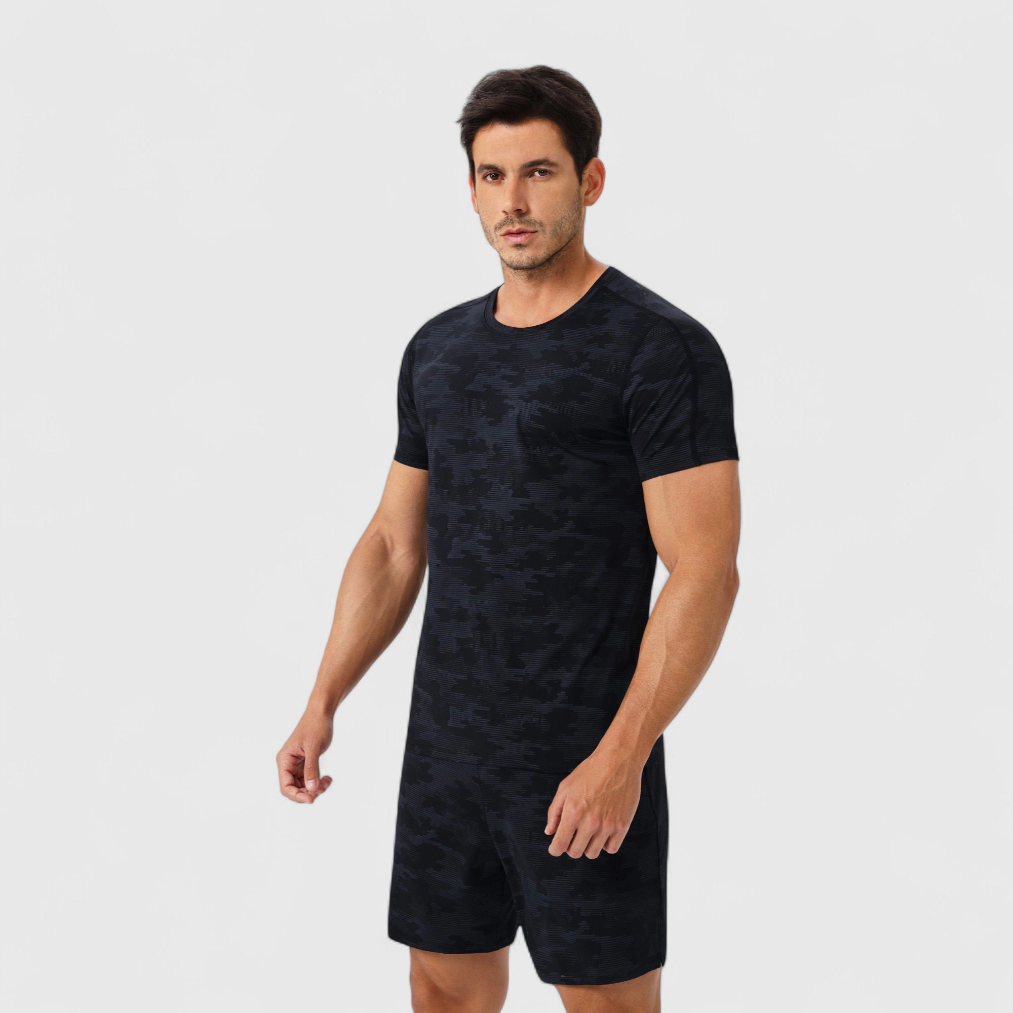 Anna-Kaci Men's Camo Print Short Sleeve Performance Tee with Quick-Dry Lightweight Stretch Fabric