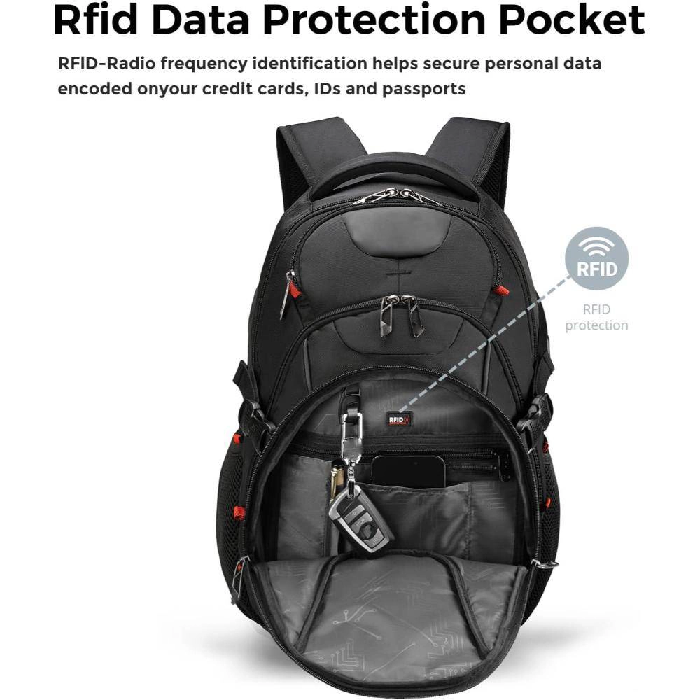 Clear Skye Unisex Black Water Repellent Travel Backpack