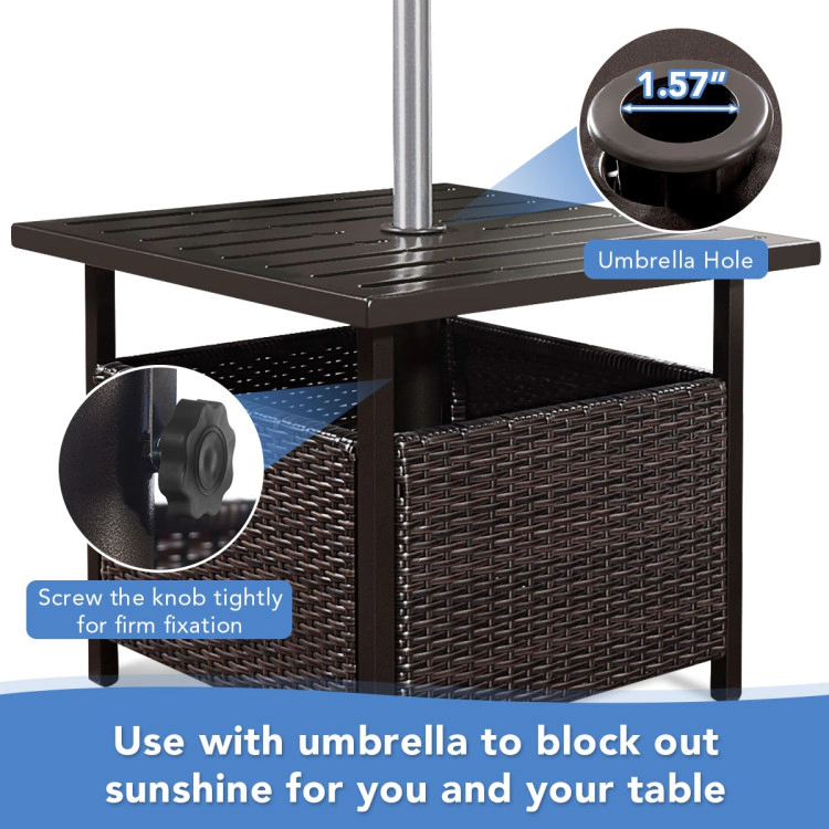 Hivvago Outdoor Patio Rattan Wicker Steel Side Deck Table