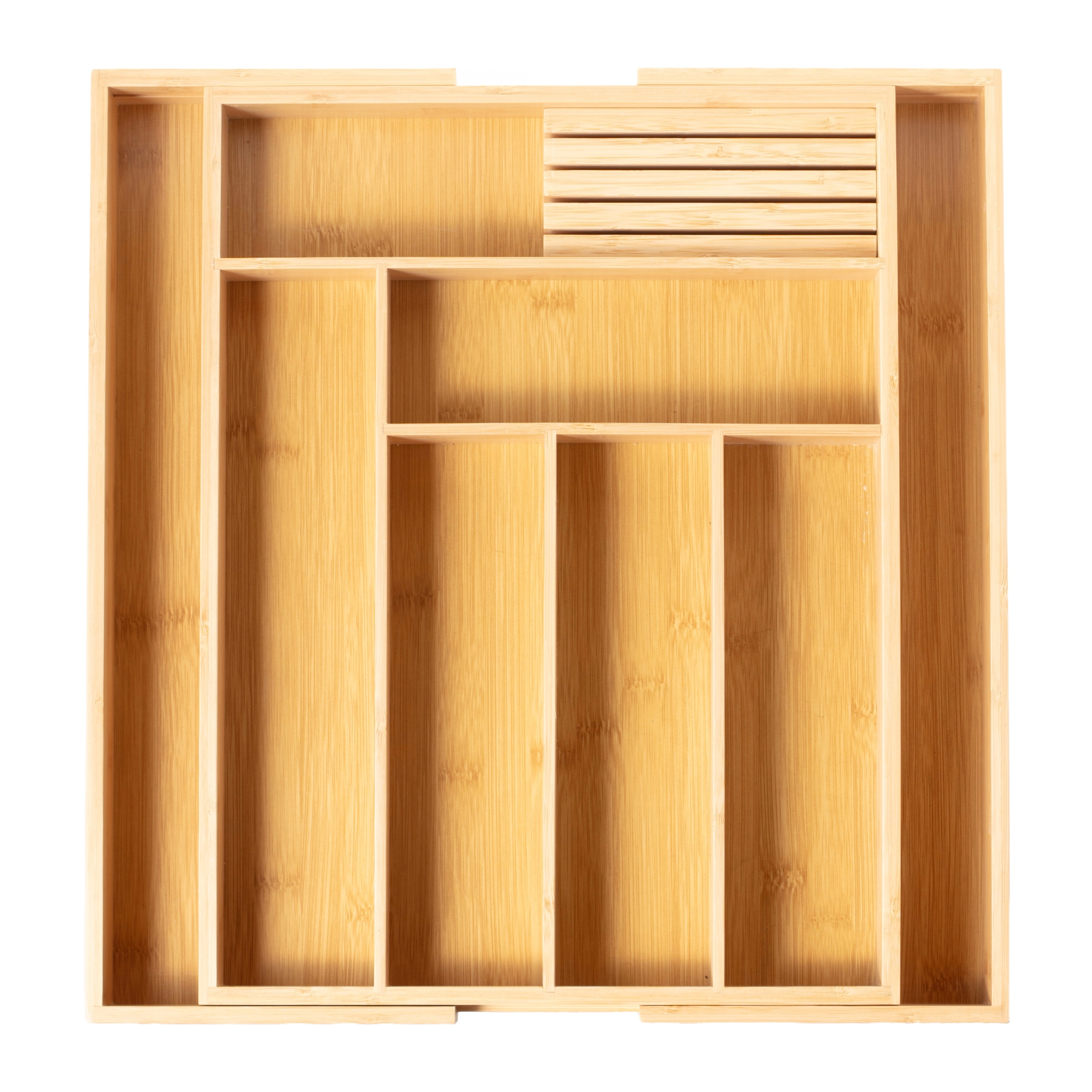 Luminuxe Expandable Bamboo Utensil Drawer Organizer, Wooden Utensil Tray, Non-Slip, Cutlery Divider for Kitchen