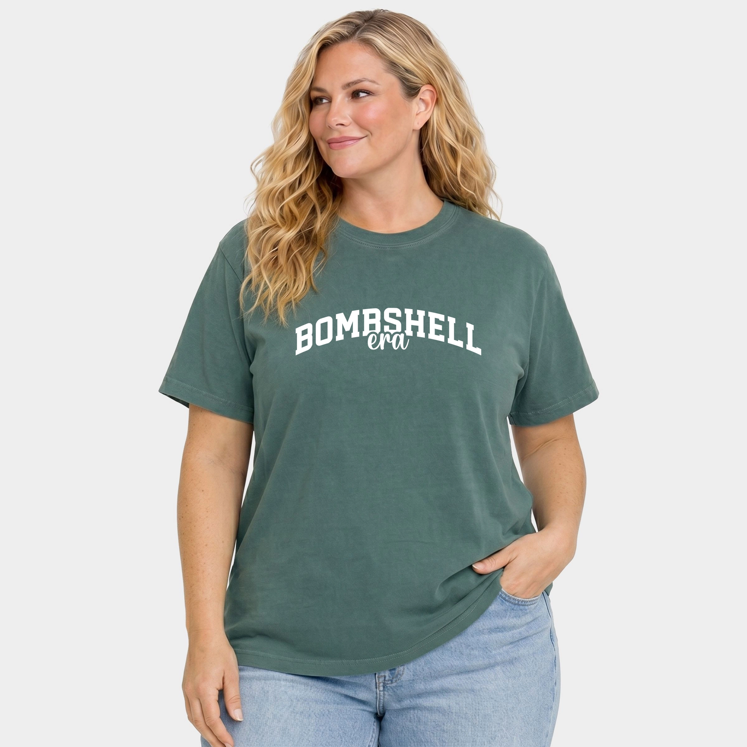 Simply Sage Market - Women's Plus Garment Dyed Tee Bombshell Era Arched