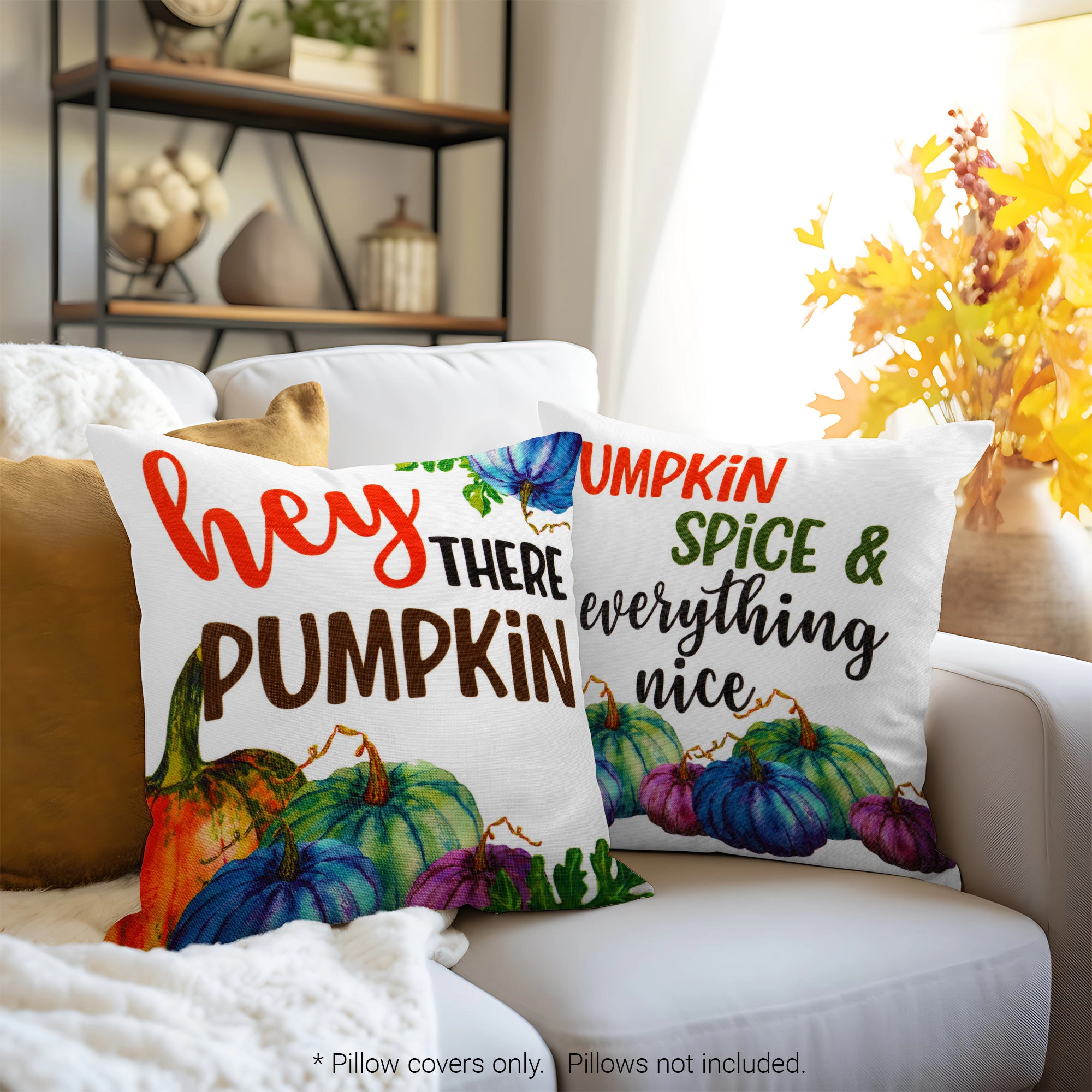 G128 Farmhouse Pumpkin Decorative Throw Pillow Covers