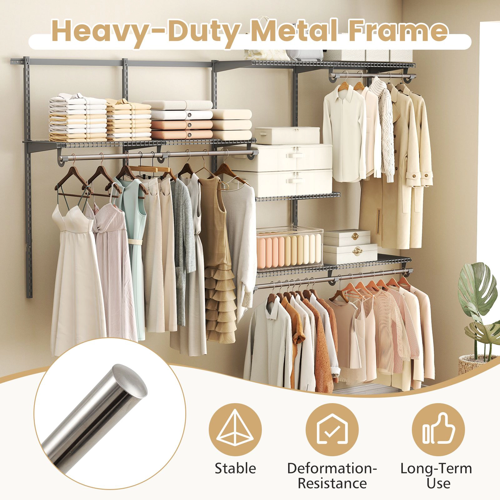 SlickBlue Wall Mounted Closet System 4 to 8 FT Adjustable Organizer