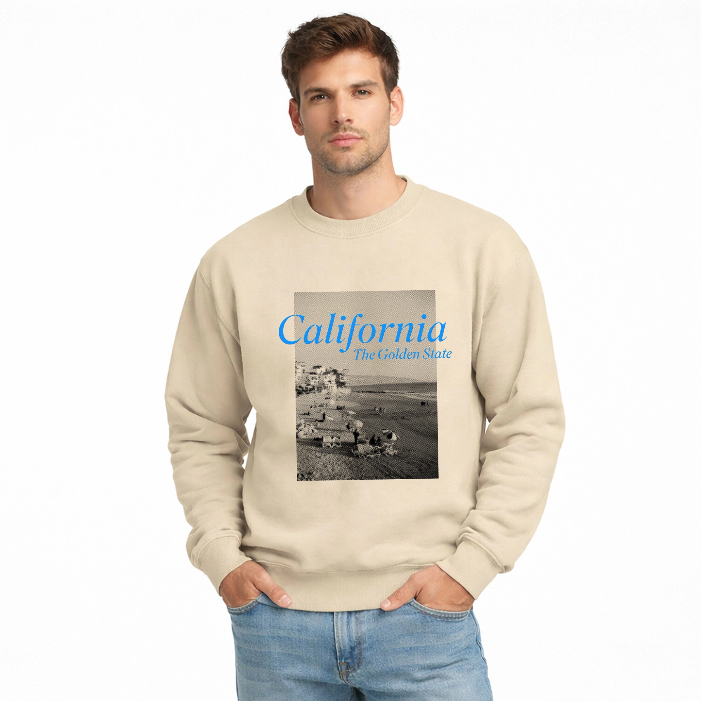 Simply Sage Market - Men's Graphic Sweatshirt California Golden State Puff Print