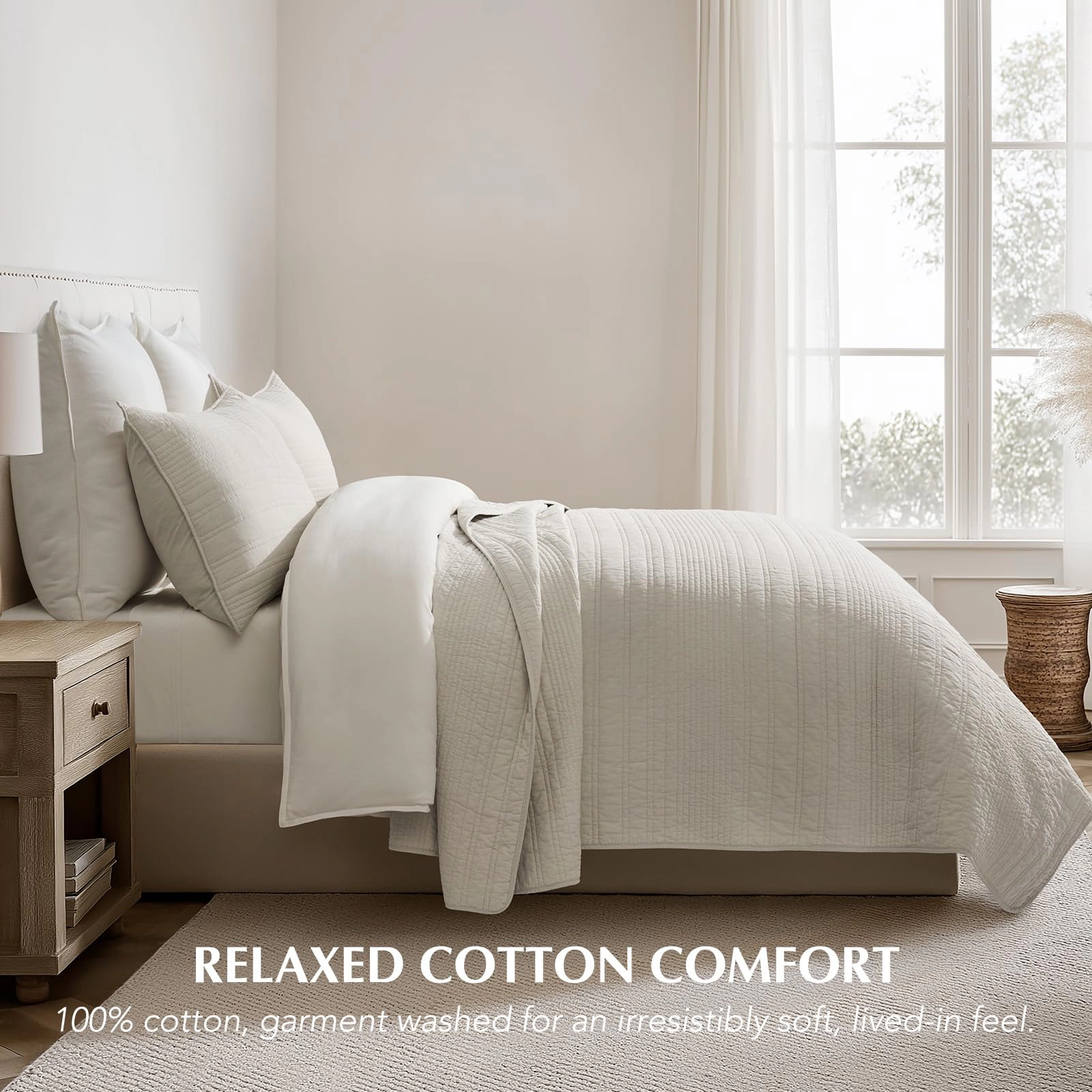 PUPWE Quilt Set Oversized Cal King  Olive Green