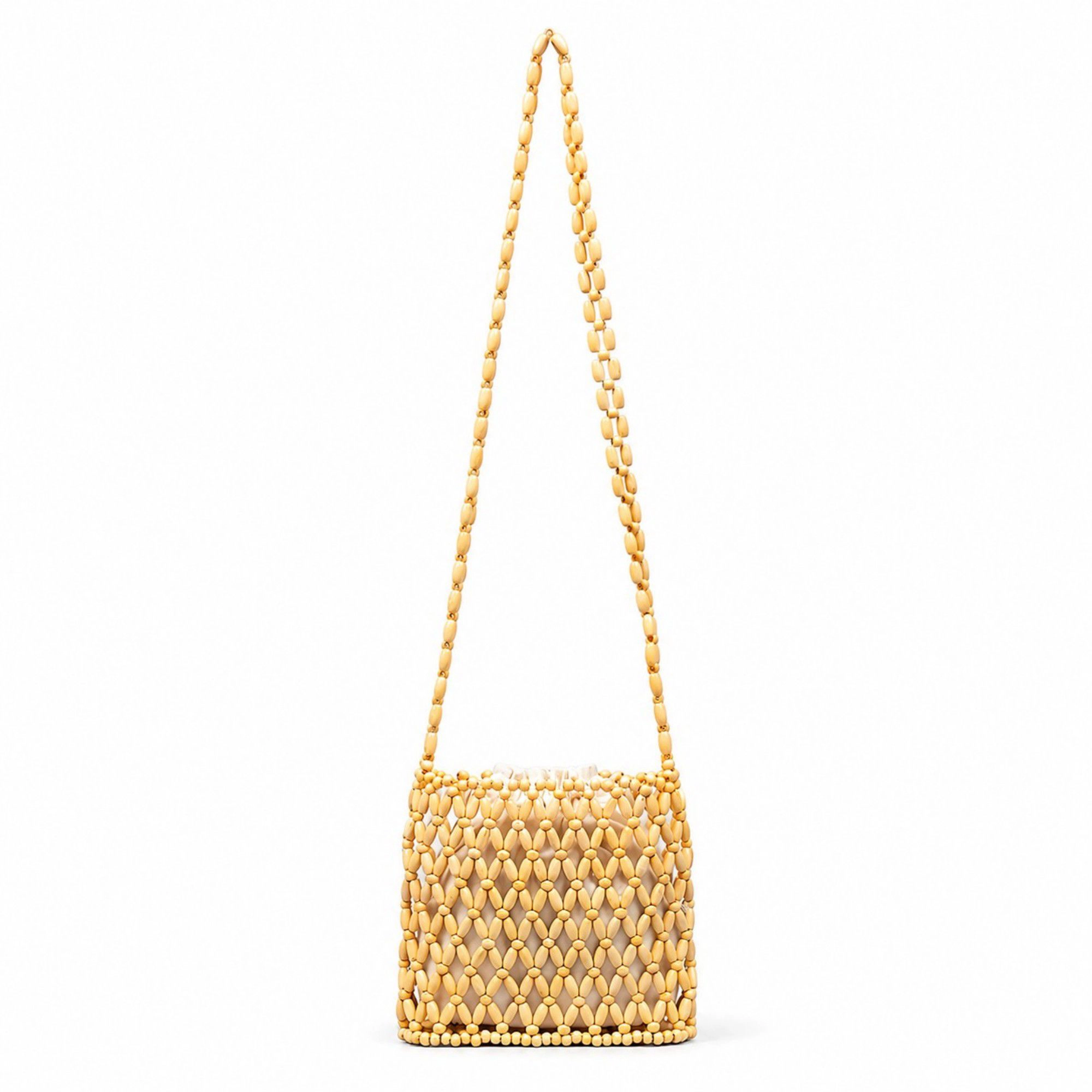 Alilang Women's Hand-Crafted Wooden Beaded Crossbody Bag for Women - Lightweight Geometric Pattern Purse