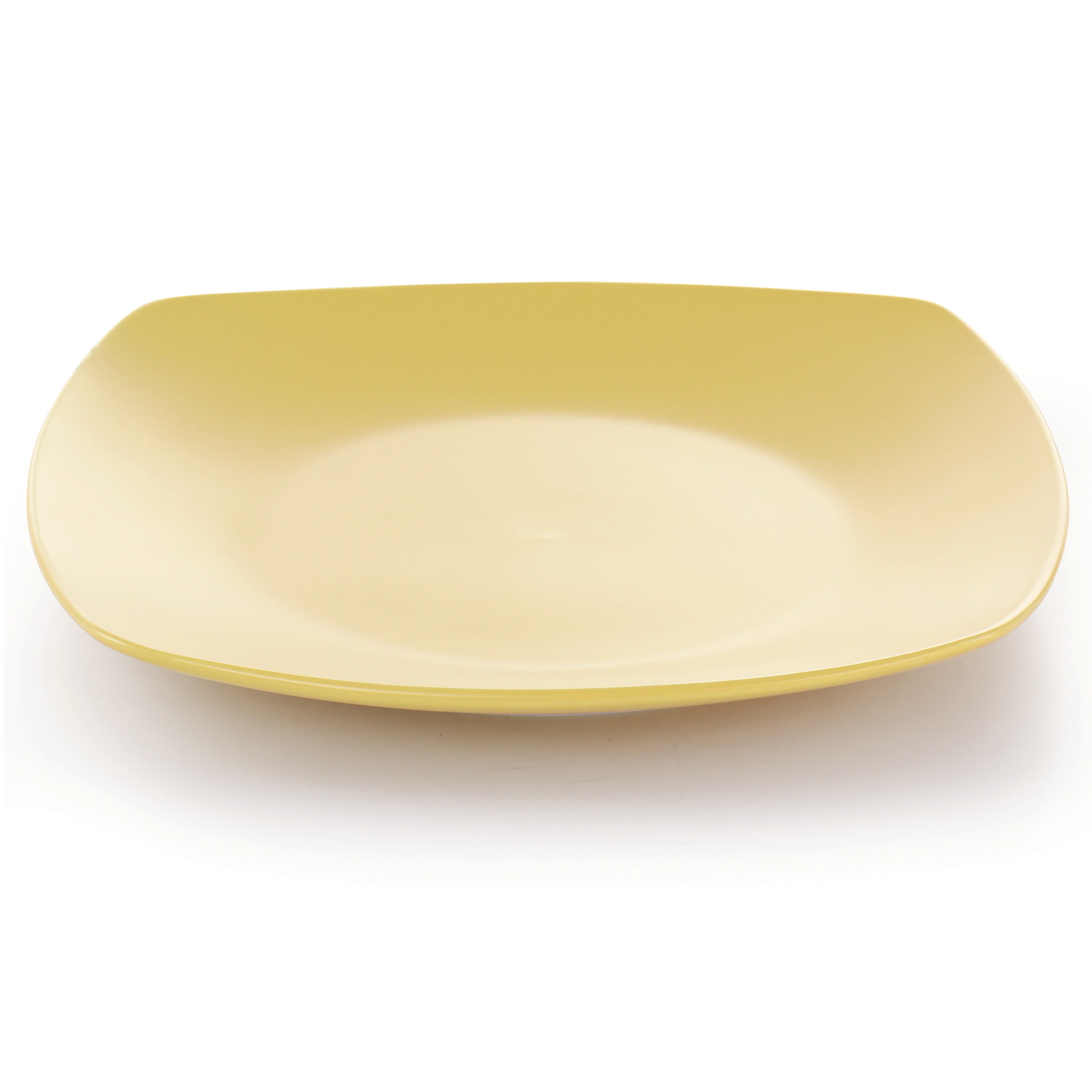 Gibson Home Zen Buffetware 12 Piece Square Fine Ceramic Dinnerware Set in Matte Yellow