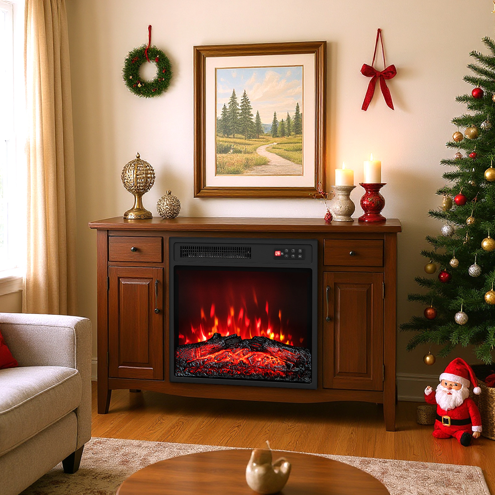 SlickBlue 18 Inch Electric Fireplace Insert with Remote Control Heater