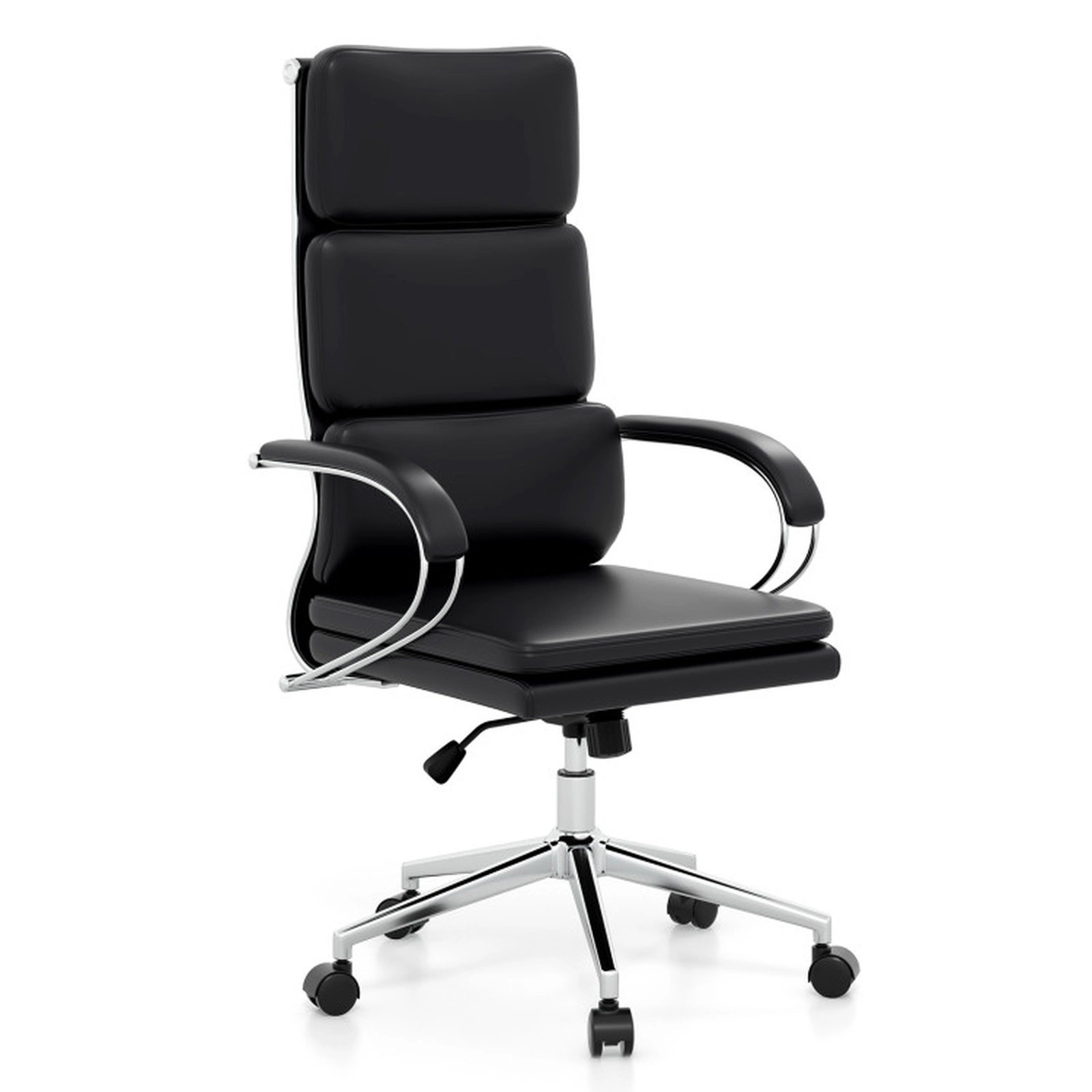 SUGIFT Ergonomic PVC Leather Office Chair with Adjustable Height and Rocking Function 330-lb Capacity 27.5-in Wide Black
