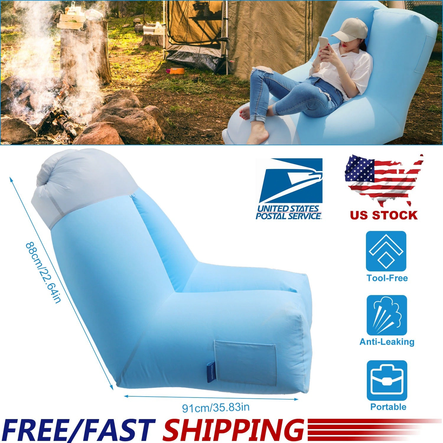 GBruno Inflatable Air Lounger With Carrying Bag