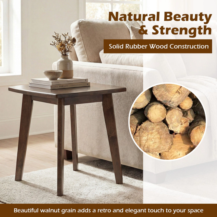 Hivvago Solid Wood Side Table Square End Table With Thickened Top And Curved Edge