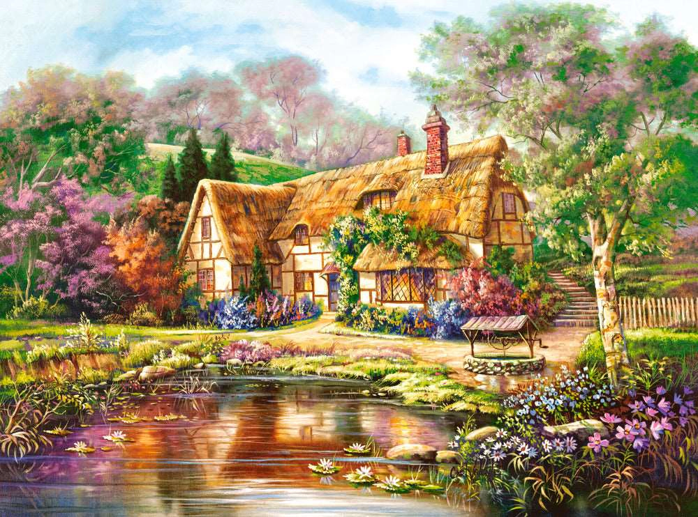 CASTORLAND 3000 Piece Jigsaw Puzzles, Twilight at Woodgreen Pond, Charming Nook, Pond, C-300365-2