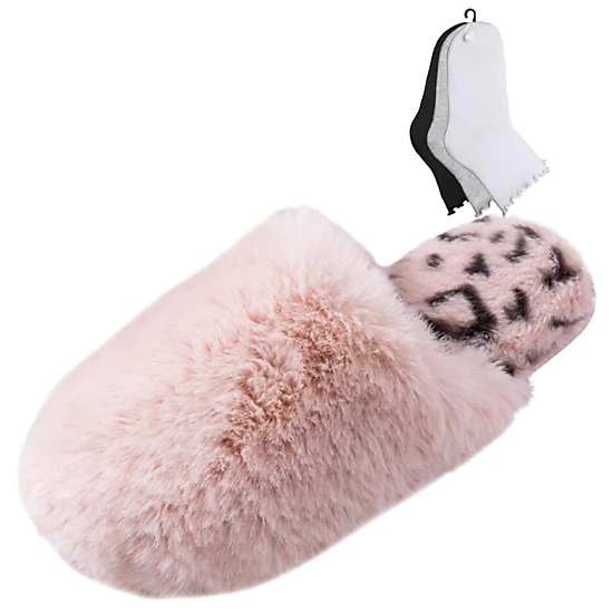 Roxoni Women’s Winter Cozy Slippers with 3-Pack Fuzzy Ankle Socks