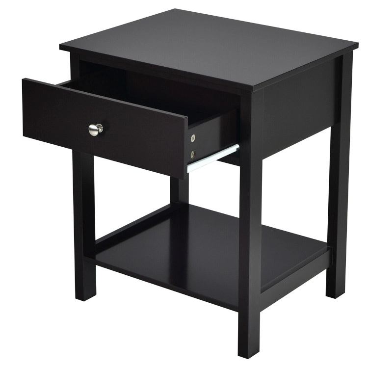Hivvago Wooden Storage Shelf with Drawer for Bedroom and Living Room