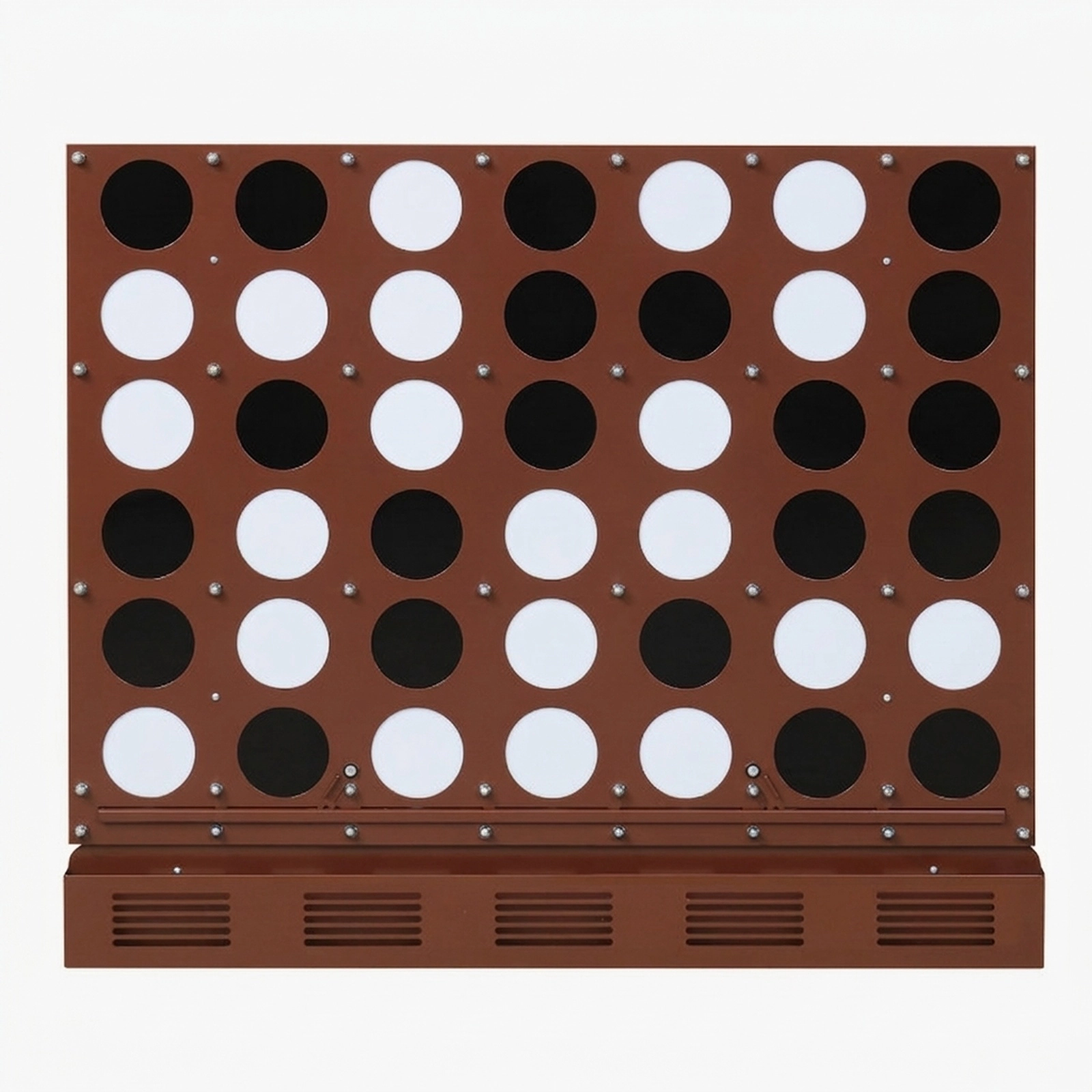 SUGIFT Walnut Wall Mounted Metal Connect 4 Game with Acrylic Discs and Quick Release Reset 28.5-in W 23-in H