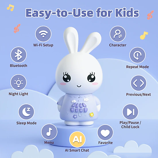 Alilo AI Bunny Interactive AI Learning Companion with 4 AI Friends, Stories, Music & 91 Languages