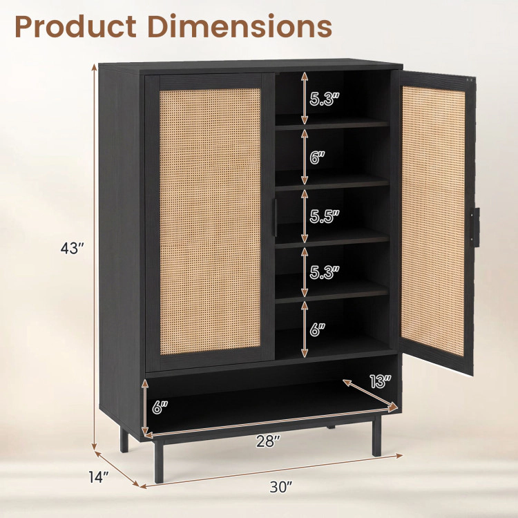 Hivvago 6-Tier Tall Shoe Cabinet with Double Doors
