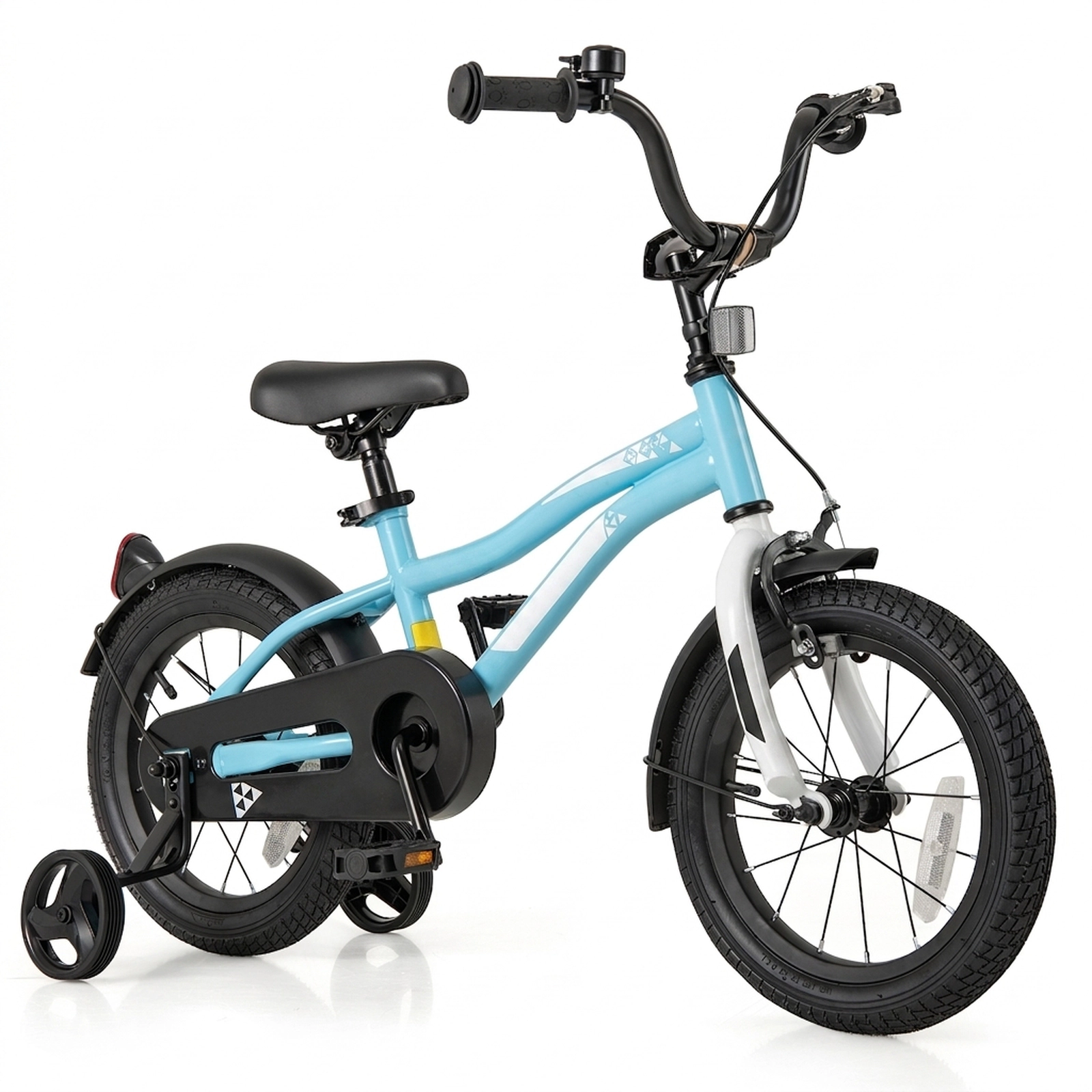 SUGIFT Adjustable Kids Bicycle with Training Wheels 110-lb Seat Capacity Ages 3-5 Blue 14-in Wheels Dual Brake System
