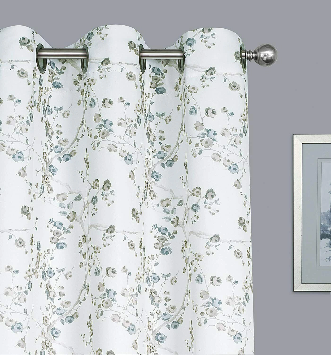 Kate Aurora 2 Pack Shabby Chic Grommet Top Floral Cherry Blossom Curtain Panels