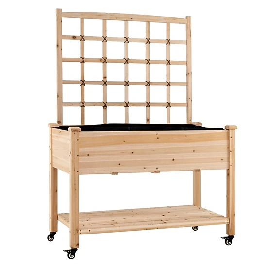 Hivvago Raised Garden Bed on Wheels with Trellis