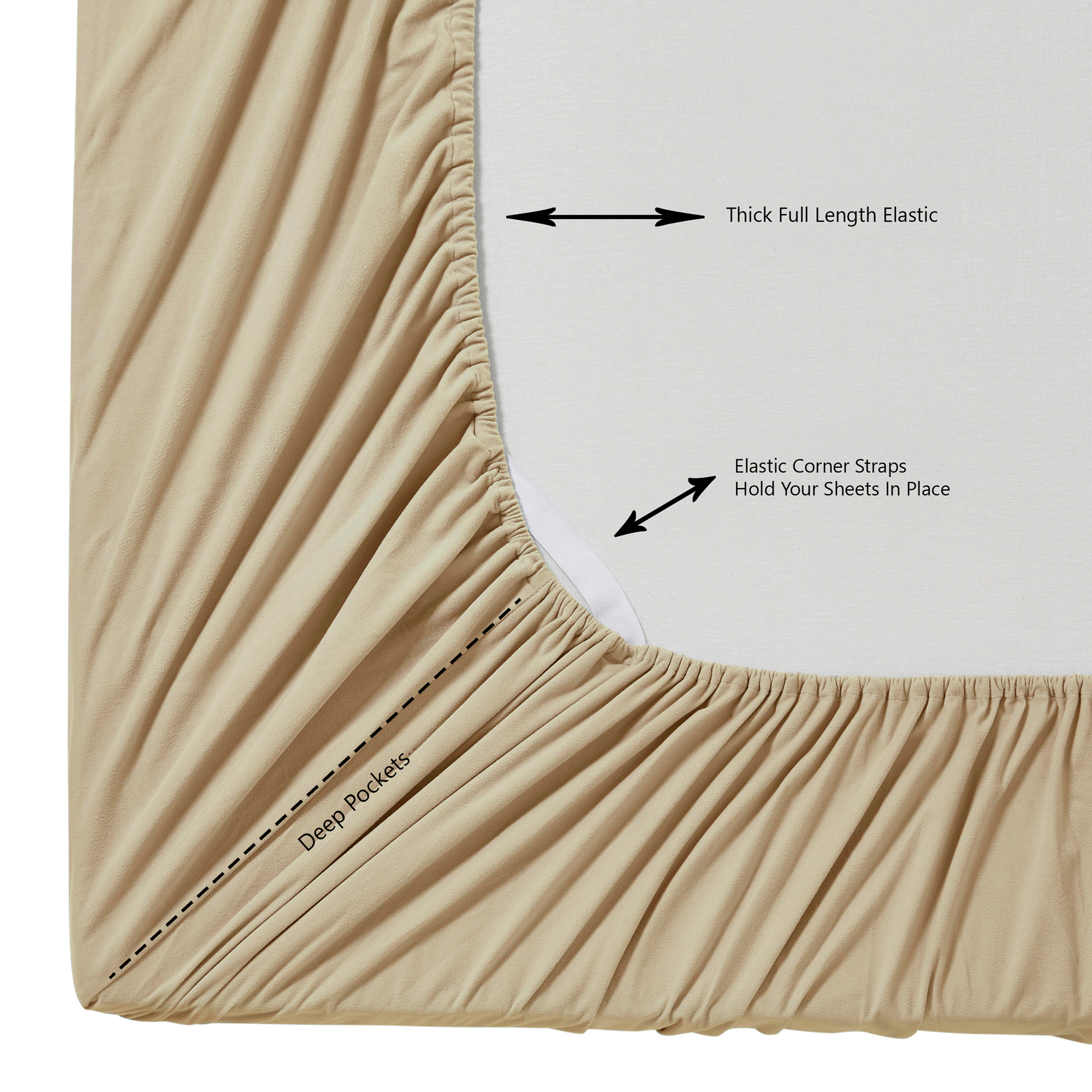 Sweet Home Collection Solid Flannel Fitted Sheet with Built Straps